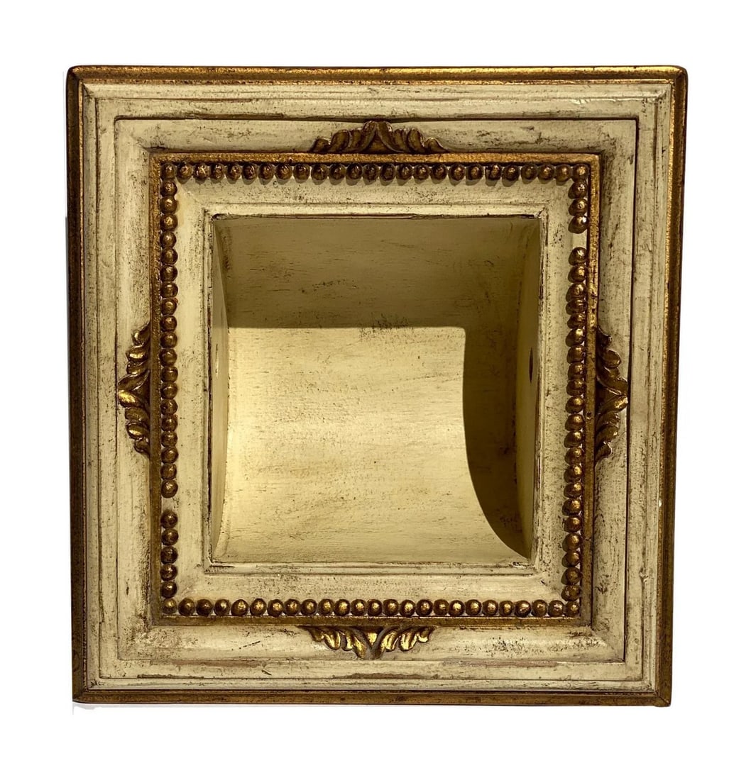 Italian Baroque Style Bathroom Paper Holder in "Luciano" White & Gold Parcel-Gilt by Judson Rothschi (1 of 4)