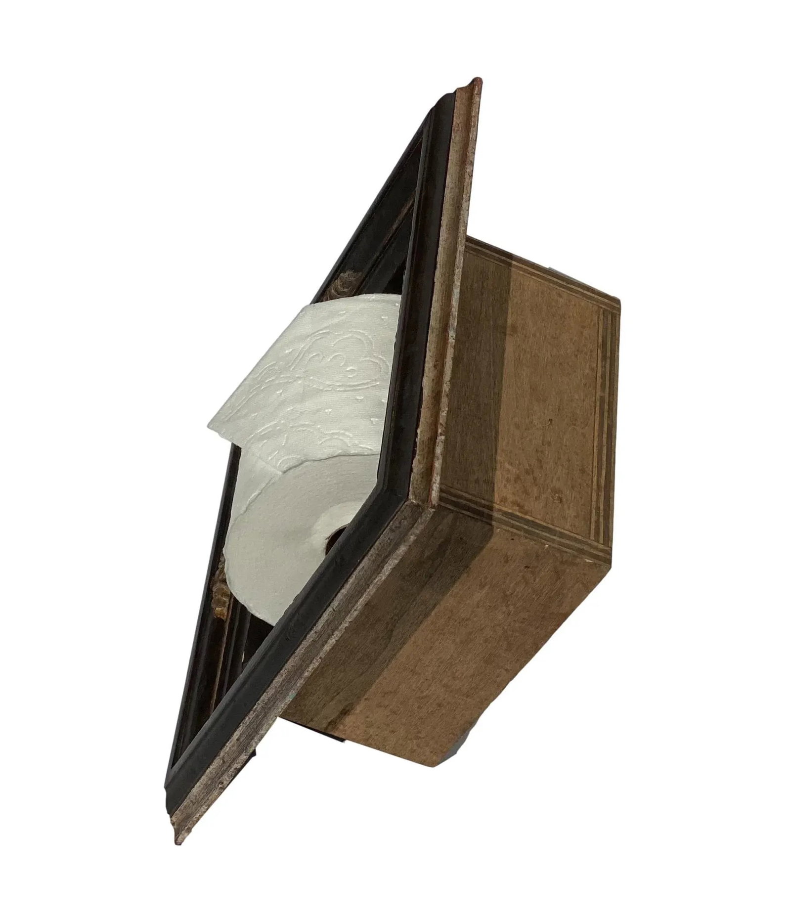 Italian Baroque Style Bathroom Paper Holder in "Tanuccio" Ebony & Silver Parcel-Gilt by Judson Roths - 3