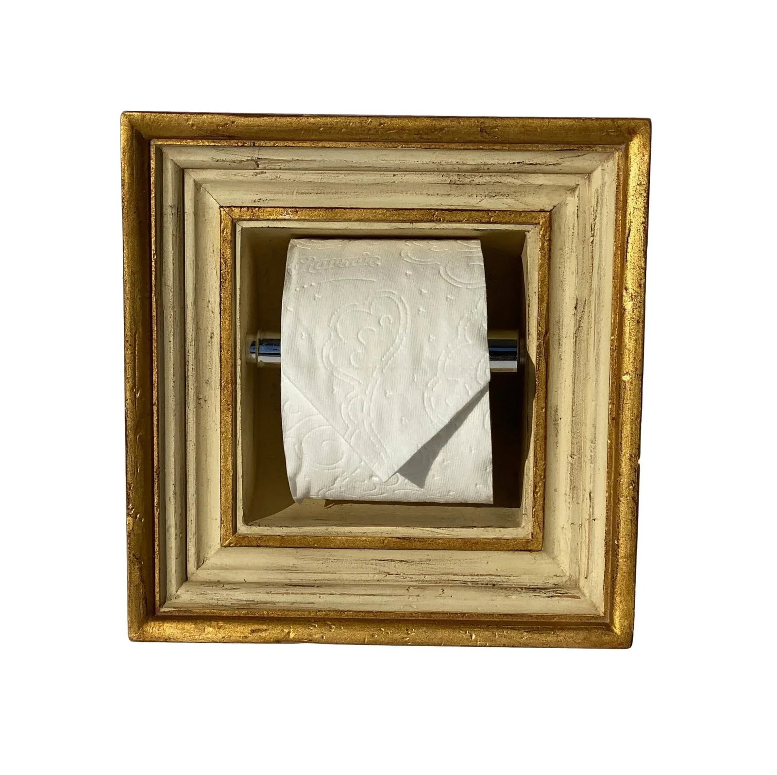 Baroque Style Bathroom Paper Holder in "Nicollo" White & Parcel-Gilt by Judson Rothschild for The Ro - 4