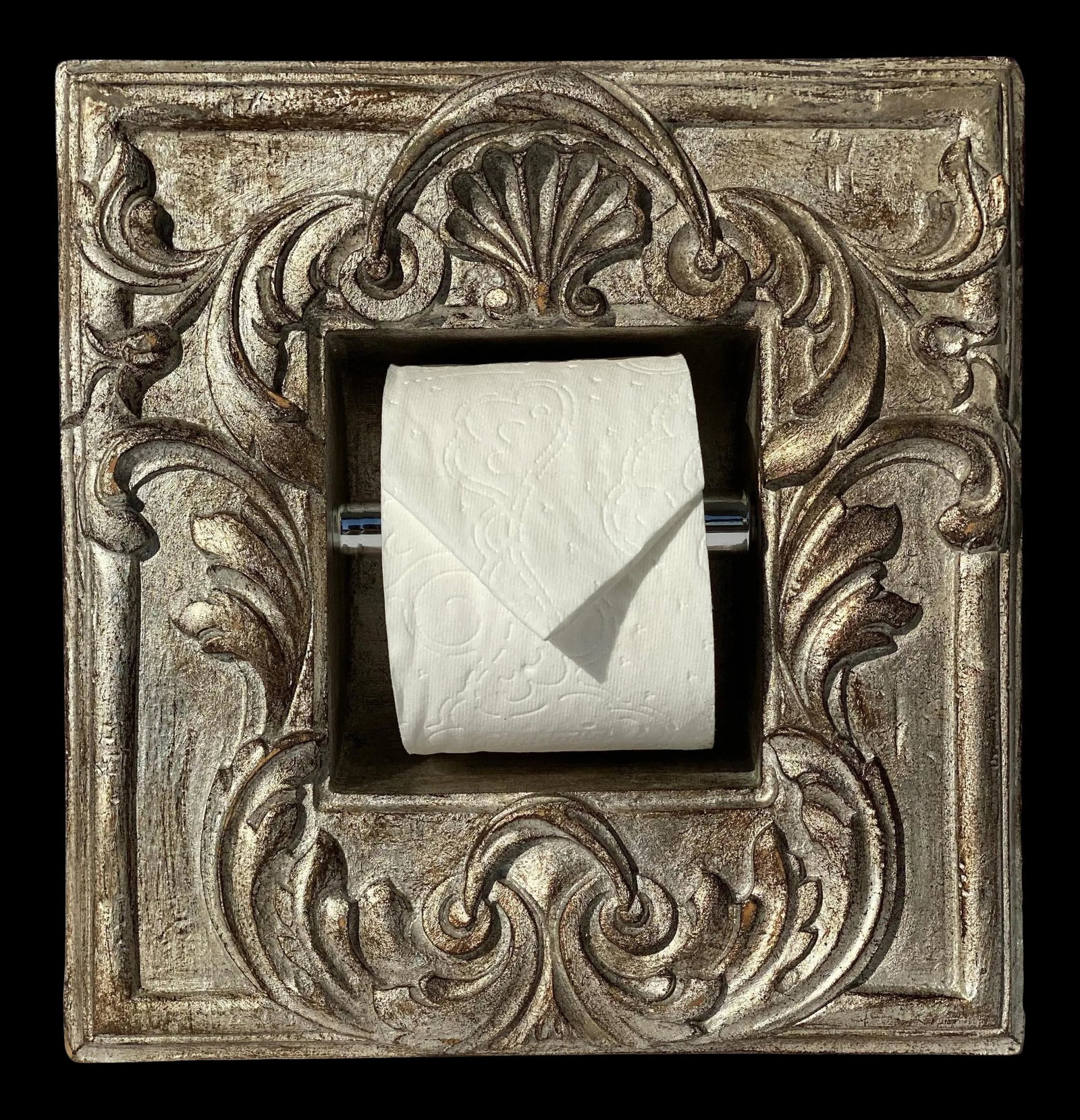 Italian Baroque Style Bathroom Holder in "Bartolo" Silvered Parcel-Gilt by Judson Rothschild for The - 2
