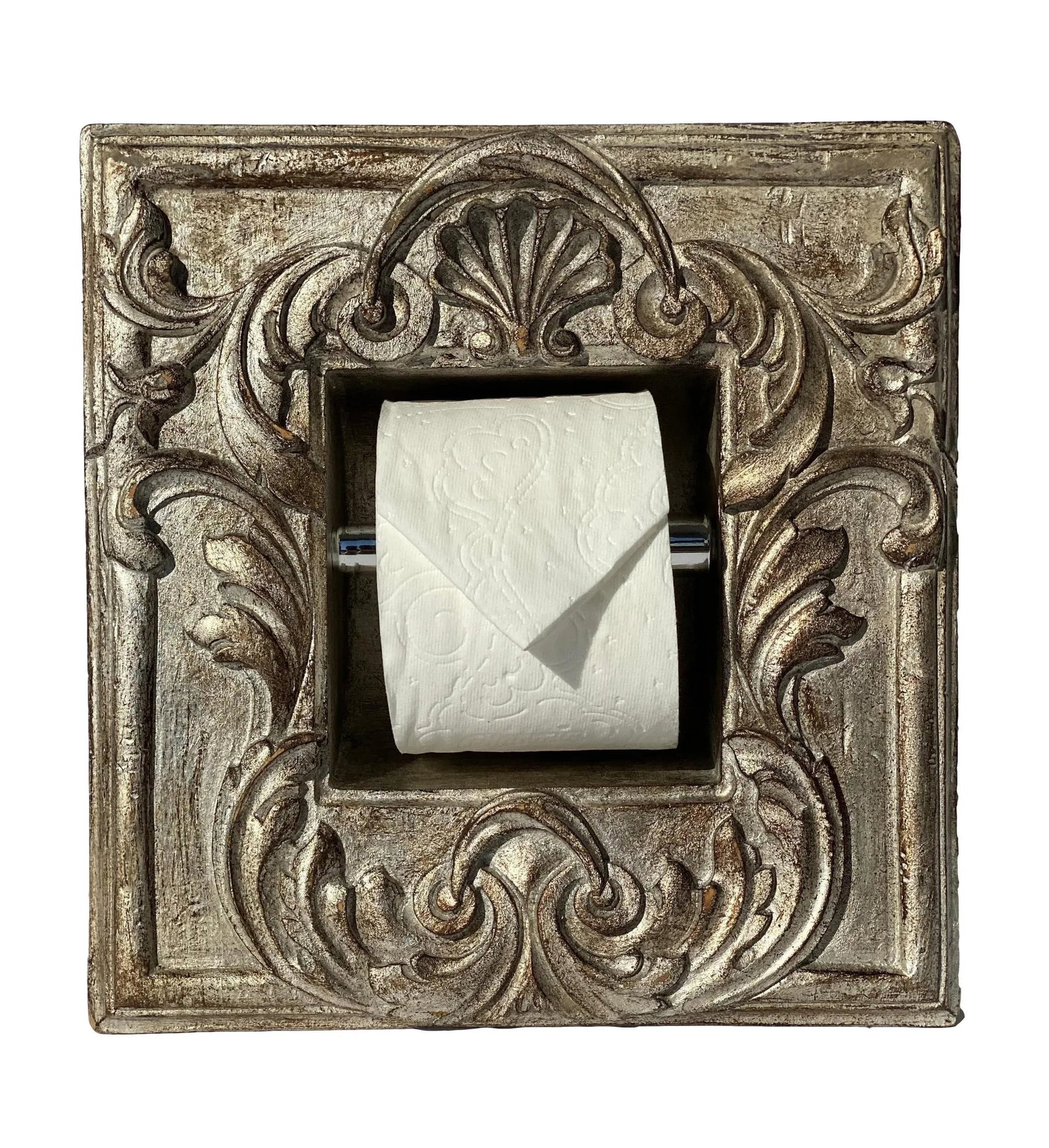 Italian Baroque Style Bathroom Holder in "Bartolo" Silvered Parcel-Gilt by Judson Rothschild for The - 4