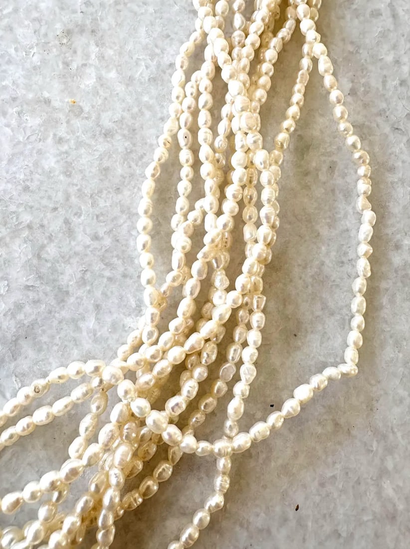 Vintage Multi Strand Freshwater Pearl Beaded Necklace - 28" - 2
