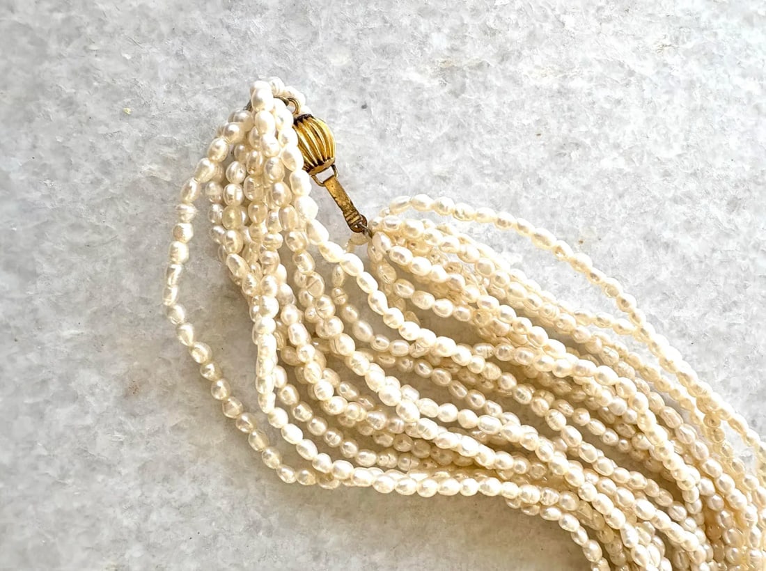 Vintage Multi Strand Freshwater Pearl Beaded Necklace - 28" - 3