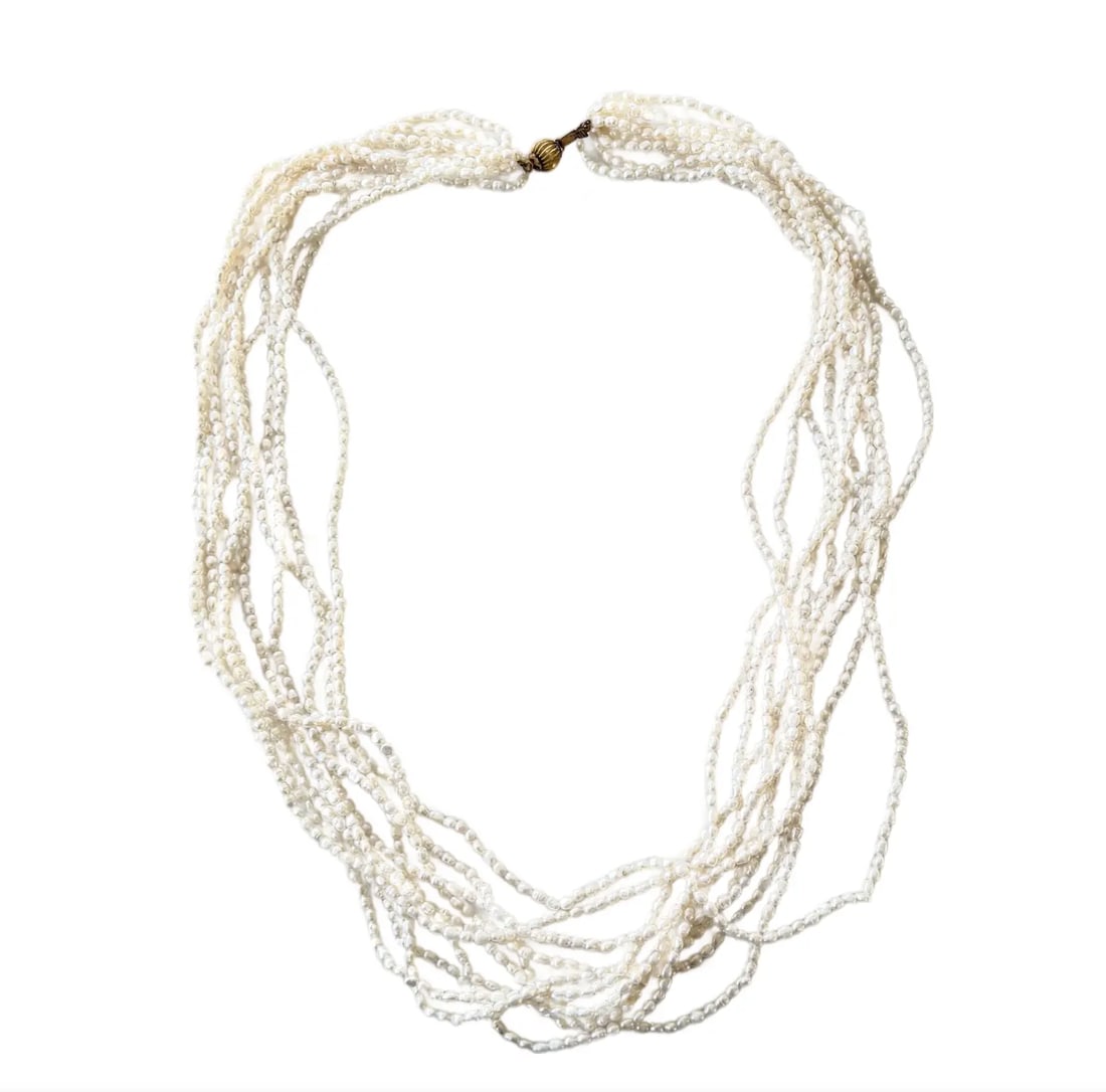 Vintage Multi Strand Freshwater Pearl Beaded Necklace - 28" - 4