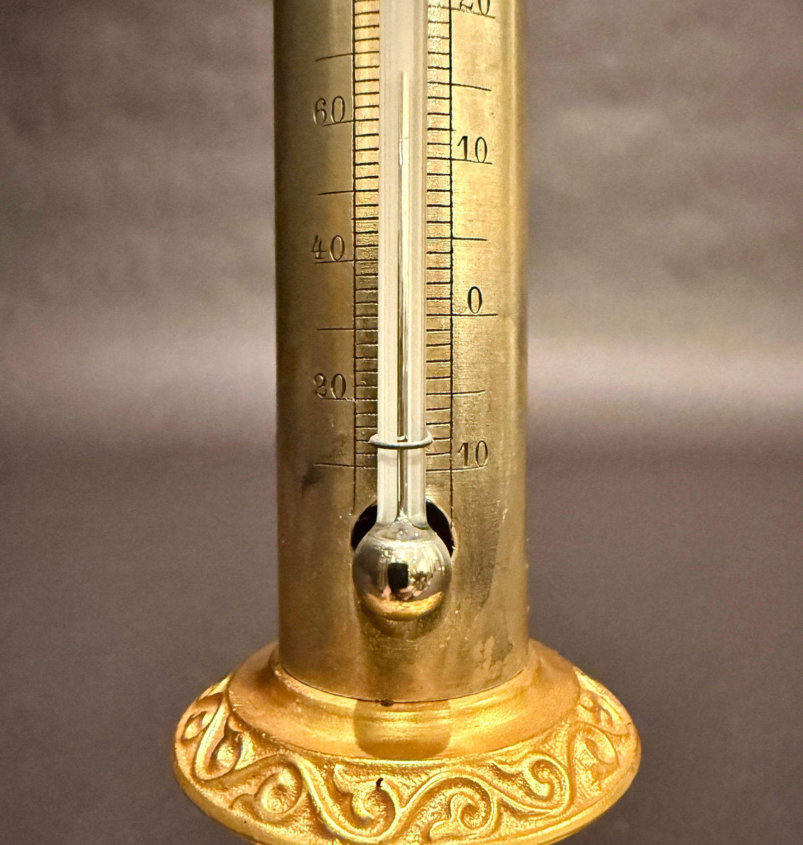 Grand Tour Neoclassical Gilt and Silvered Bronze Thermometer - 10