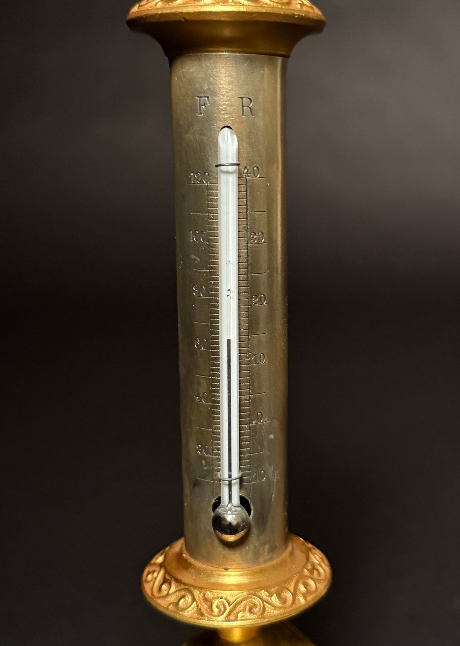 Grand Tour Neoclassical Gilt and Silvered Bronze Thermometer - 5