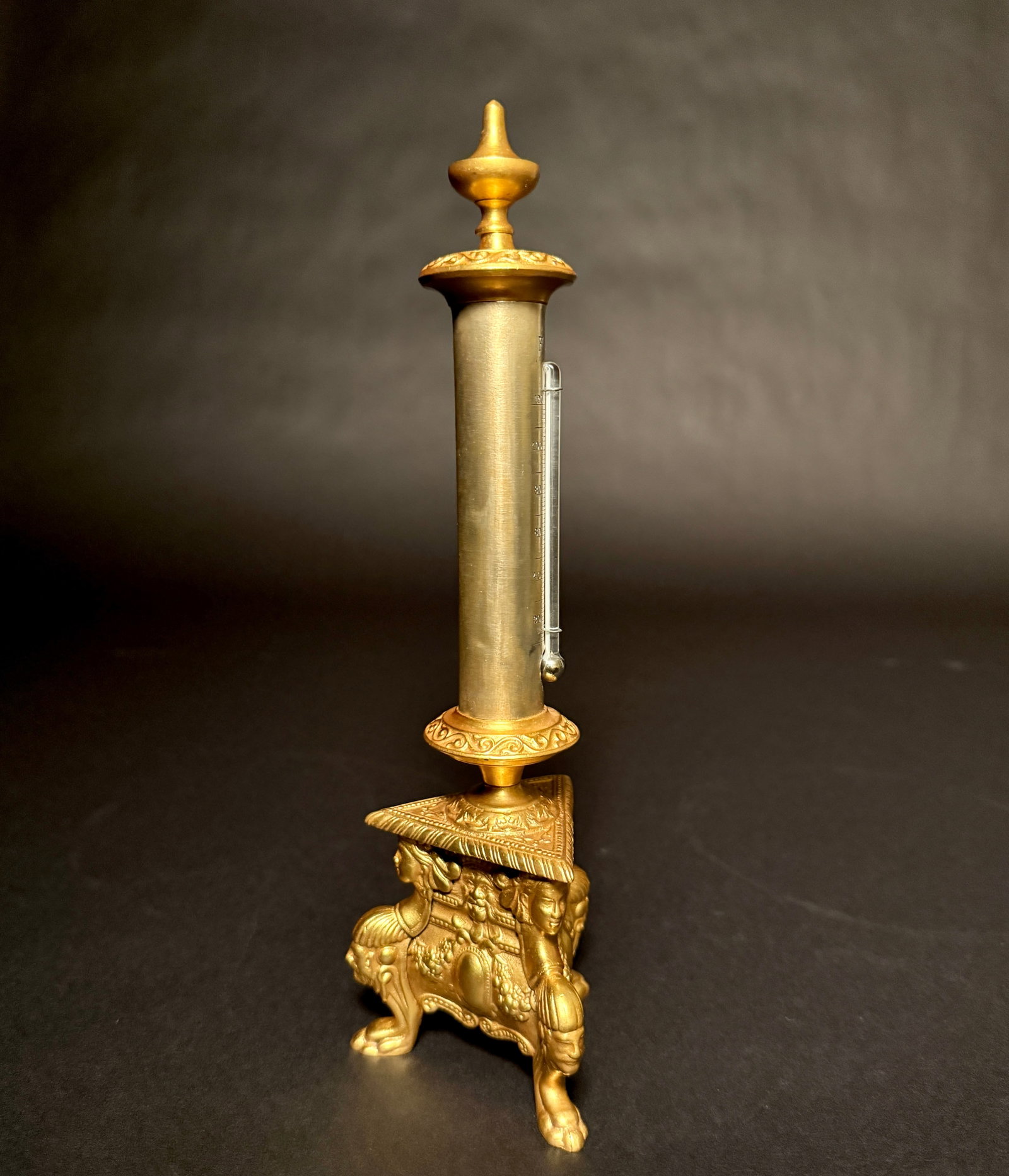 Grand Tour Neoclassical Gilt and Silvered Bronze Thermometer - 6