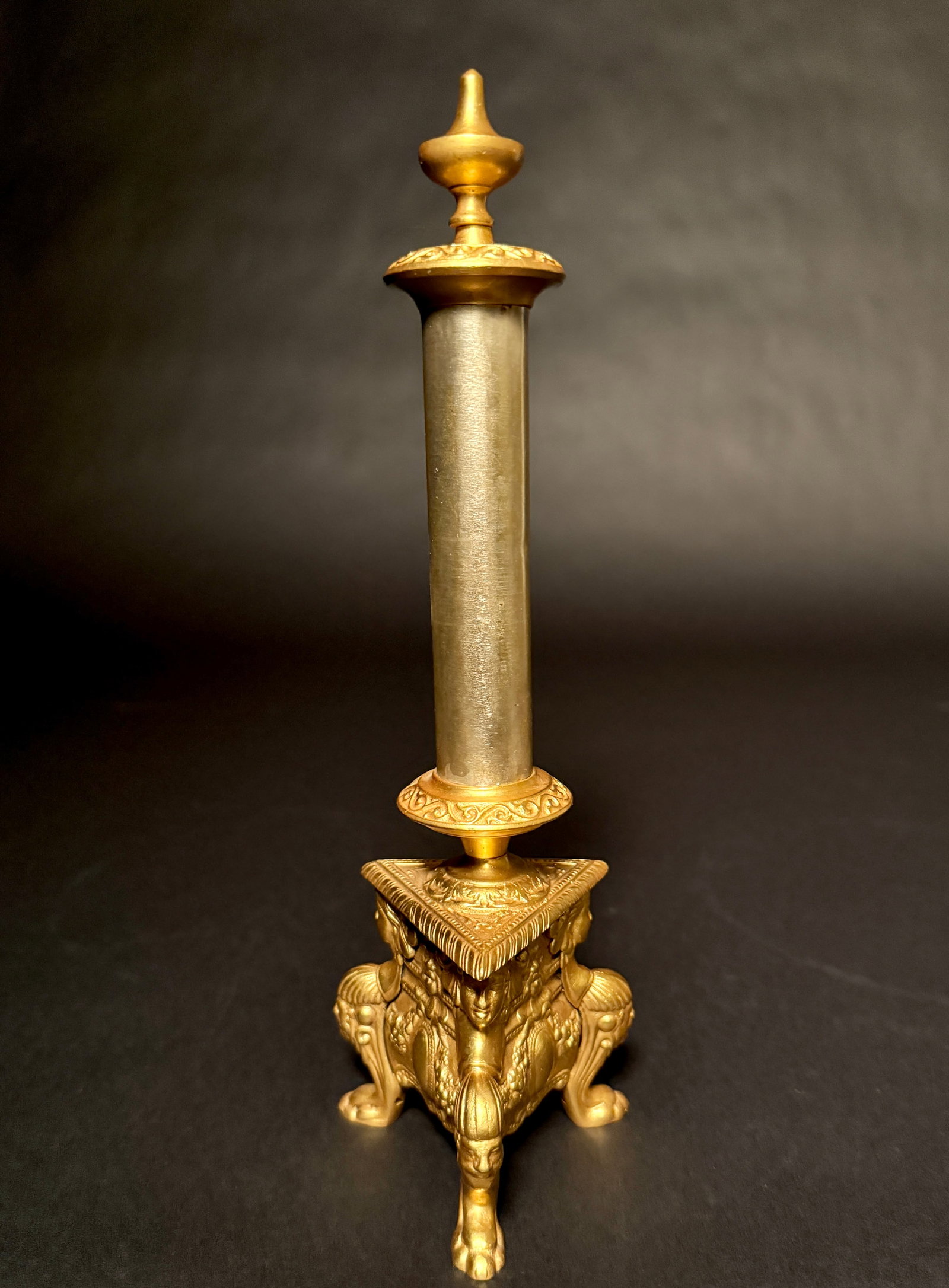 Grand Tour Neoclassical Gilt and Silvered Bronze Thermometer - 7