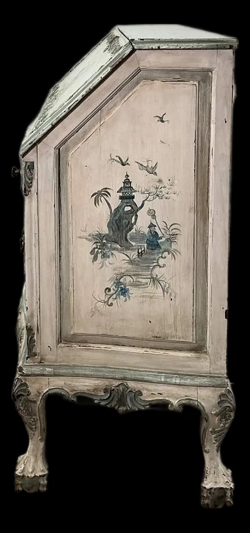 1940s French Louis XV–Style Hand-Painted Secretary Desk by Desbordes, Paris "” - 2