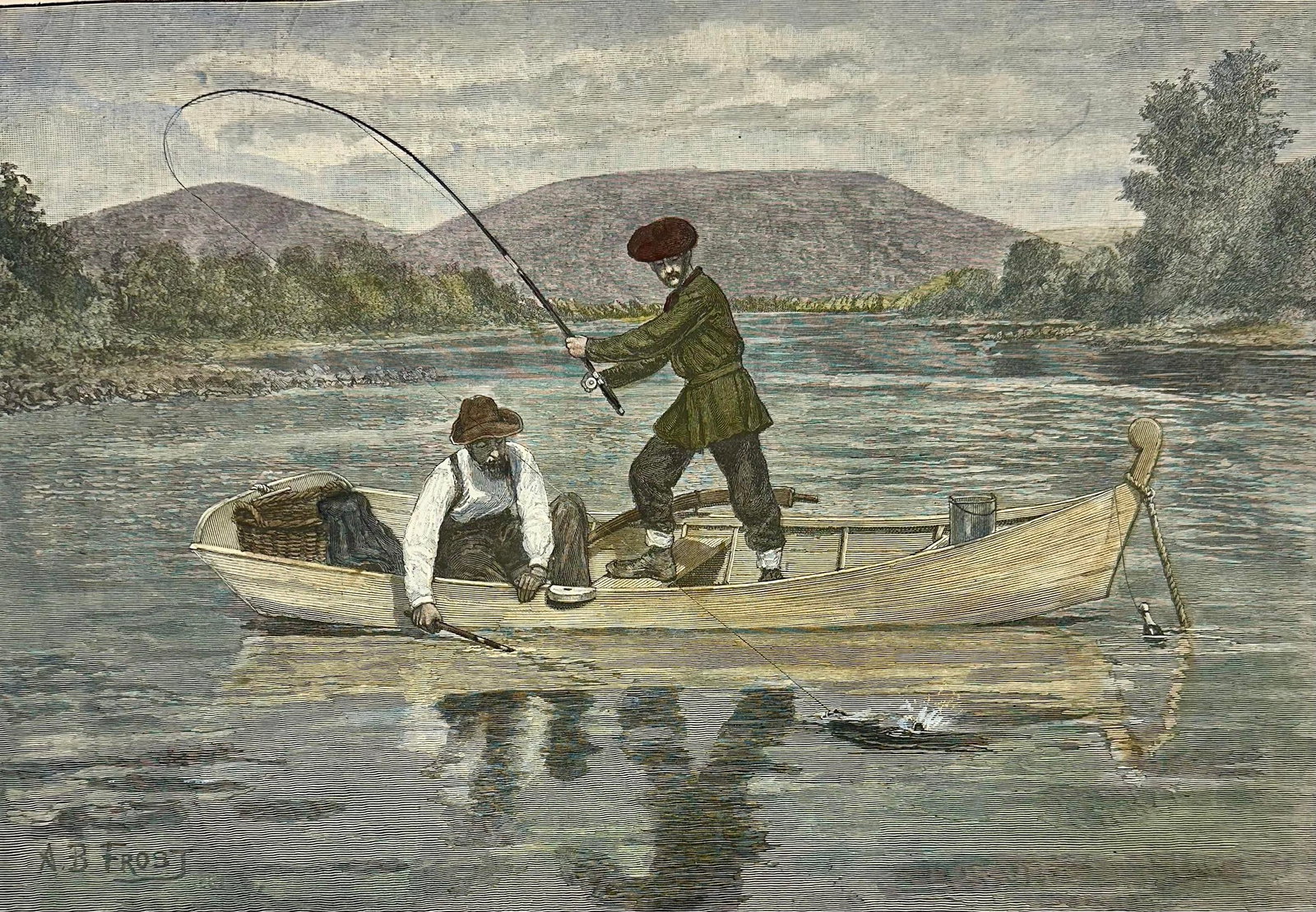 Black Bass Fishing After Ab Frost Original Print, 1882 - 2