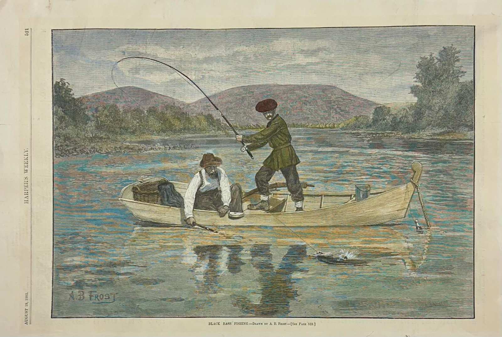 Black Bass Fishing After Ab Frost Original Print, 1882 - 3