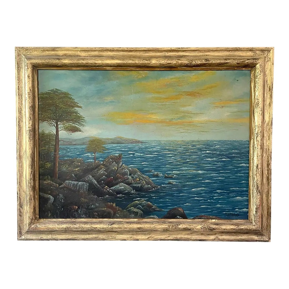 Late 19th Century Oil Landscape Painting on Board - Signed: Beautiful antique oil landscape painting on canvas. It is signed., but unfortunately we can not make out the signature. Possibly late 19th century French. But unable to confirm. Condition: