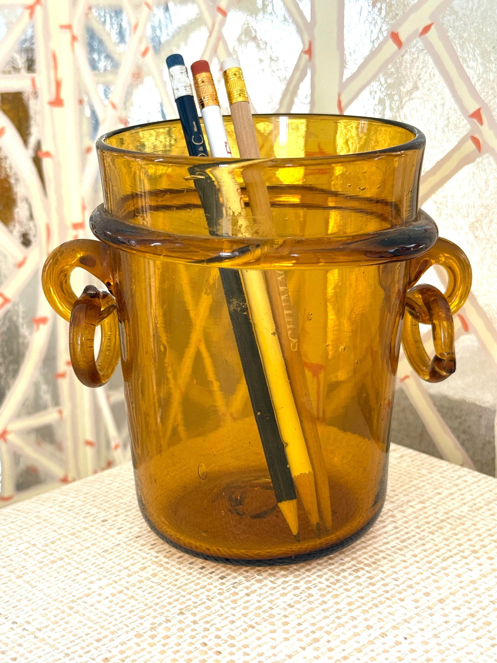 1950's Murano Italian Amber Vase - 7