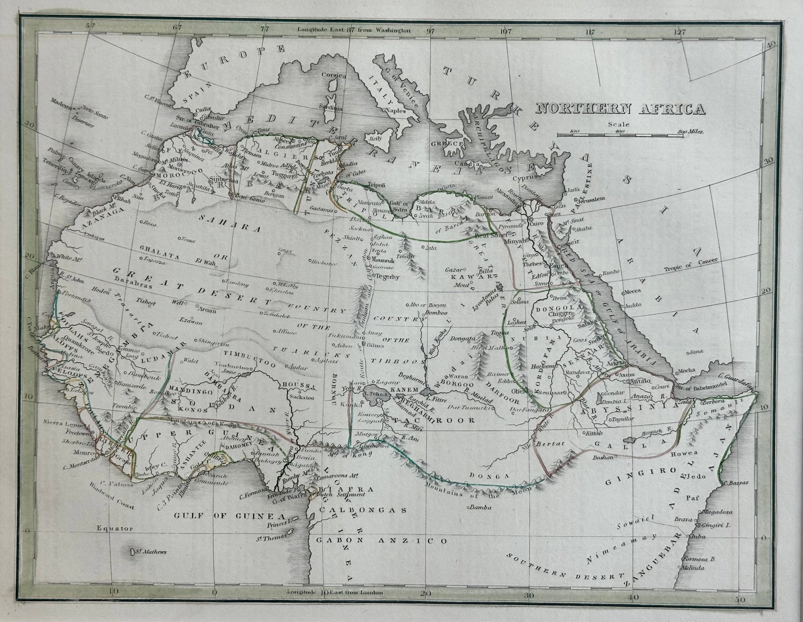 Northern Africa, Original Map by Bradford, 1835 - 2