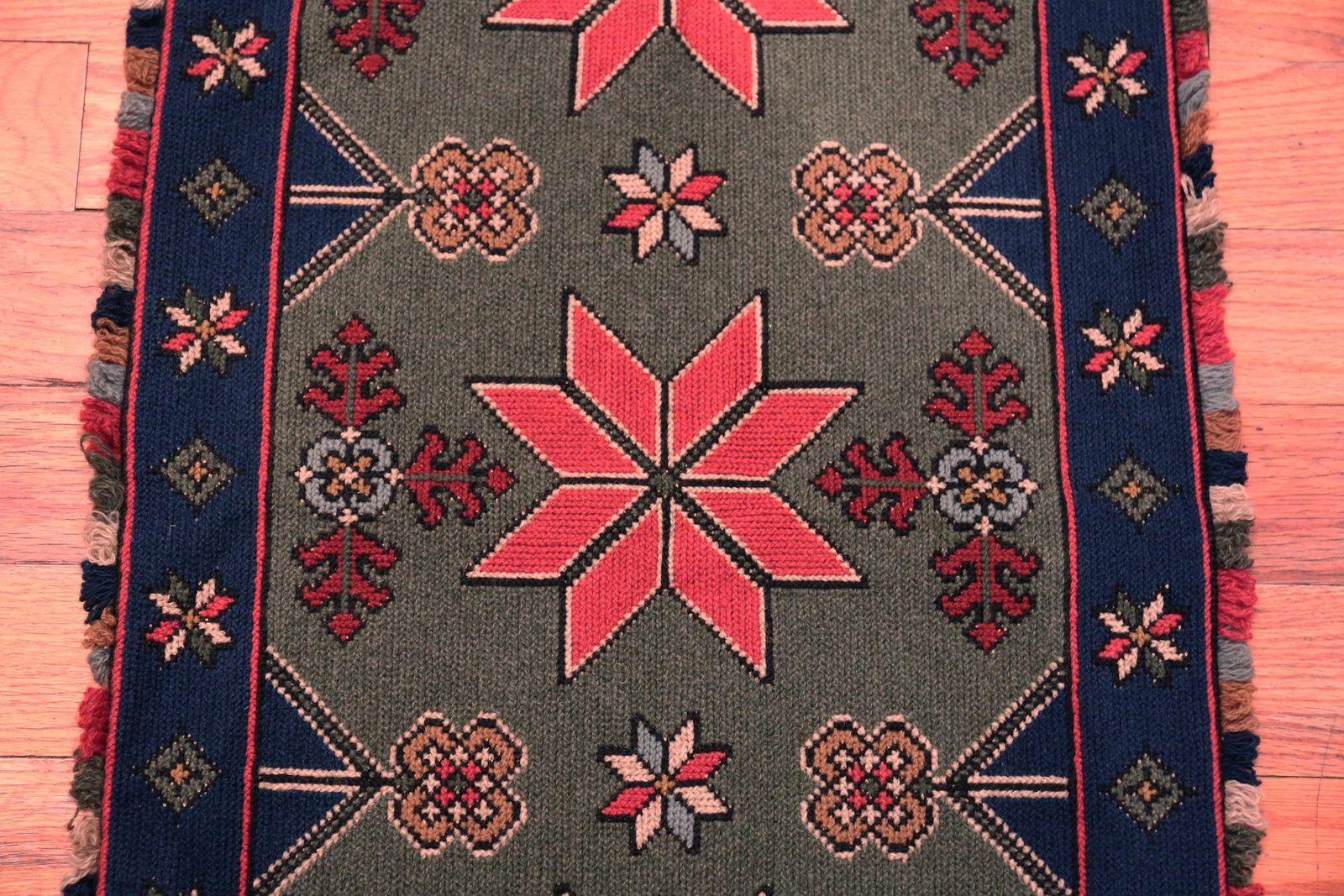 Nazmiyal Collection Antique Scandinavian Folk Needlepoint 3 Ft 3 in X 1 Ft 7 In - 4