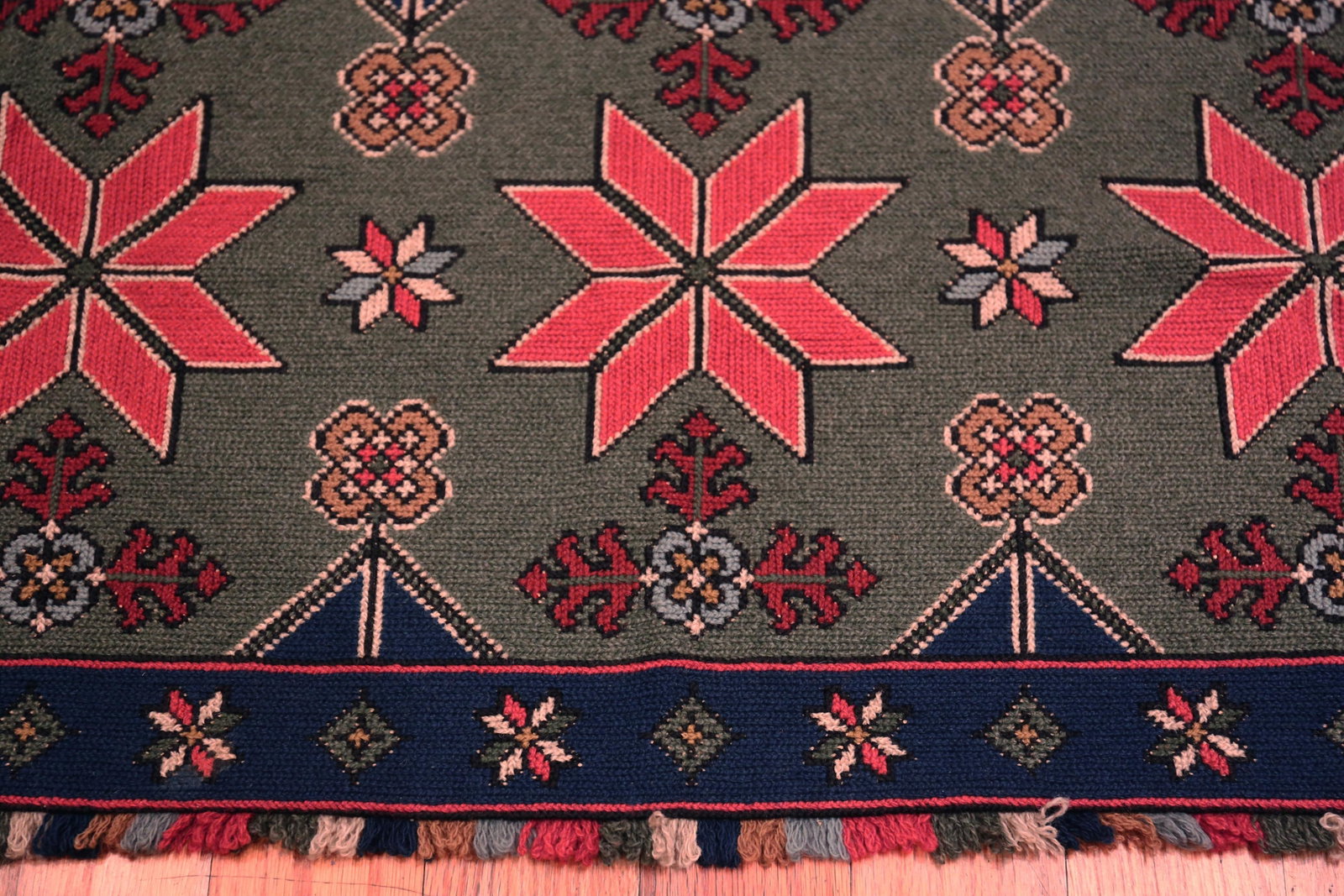 Nazmiyal Collection Antique Scandinavian Folk Needlepoint 3 Ft 3 in X 1 Ft 7 In - 6