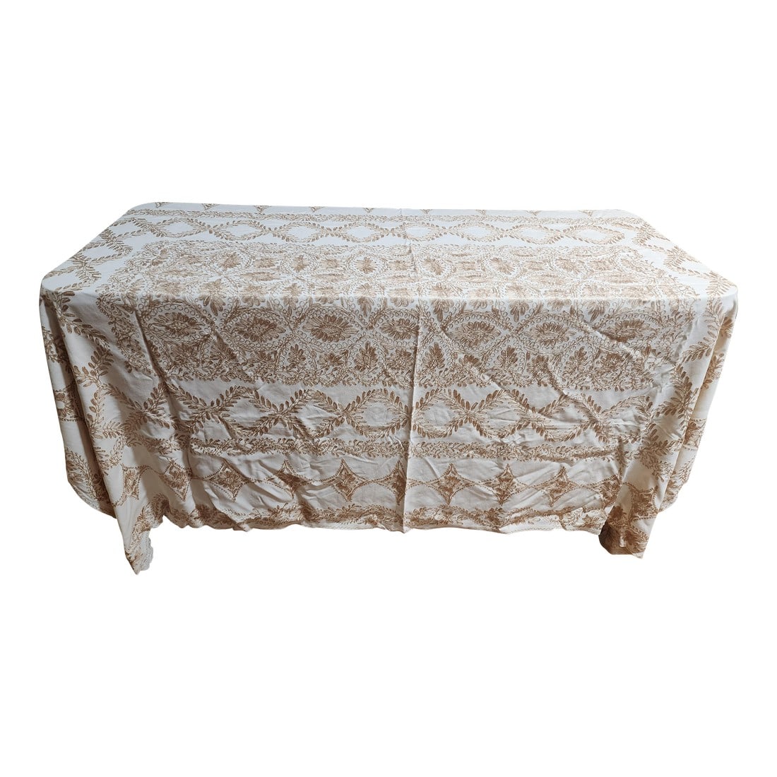 Incredible Silk Embroidered Vintage Tablecloth: Incredible Estate sale find as this beautiful tablecloth is in immaculate condition. Neutral colors make it perfect for years round entertainment. As always your Home Inspirations purchase comes with