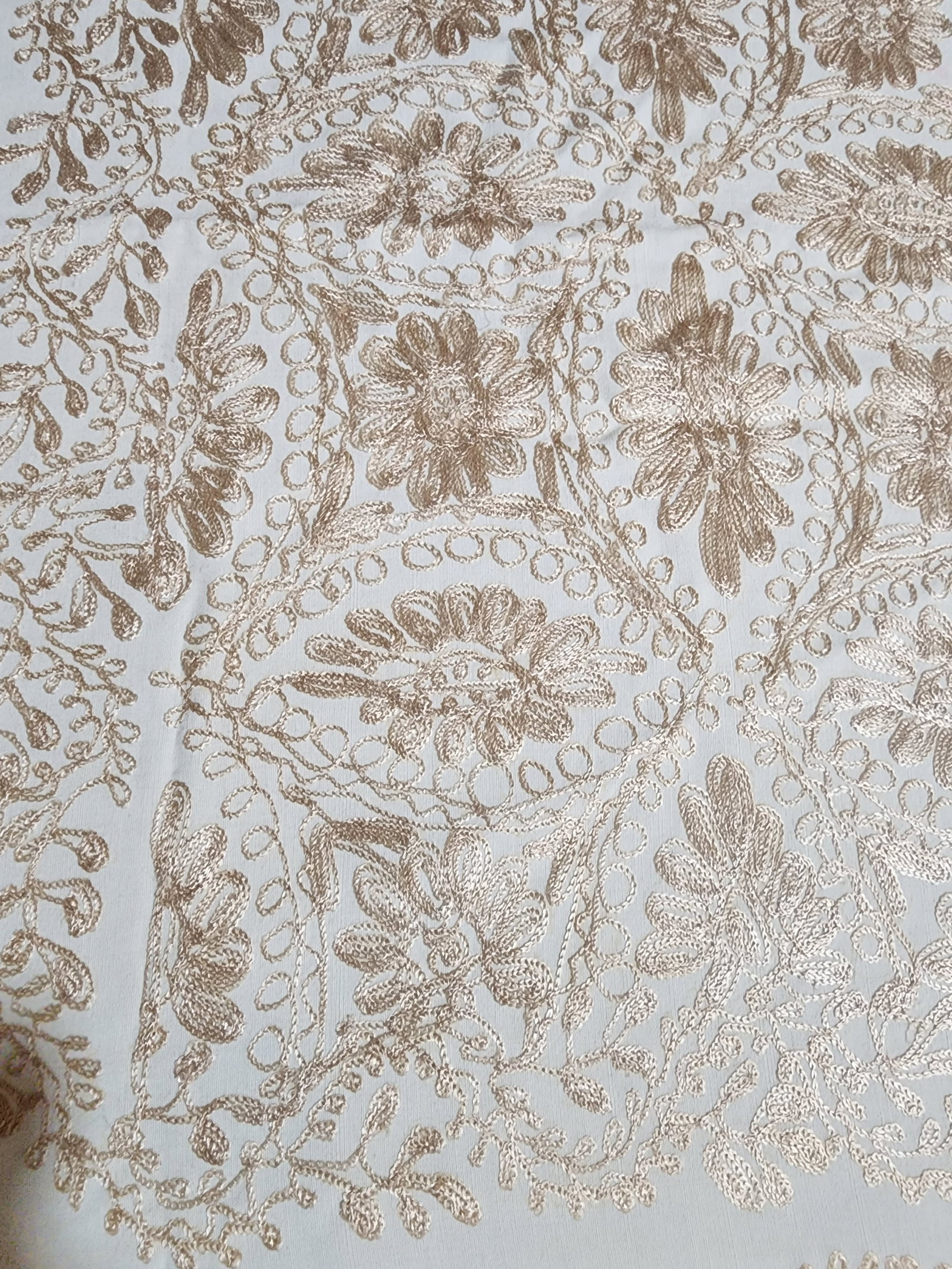 Incredible Silk Embroidered Vintage Tablecloth - 2