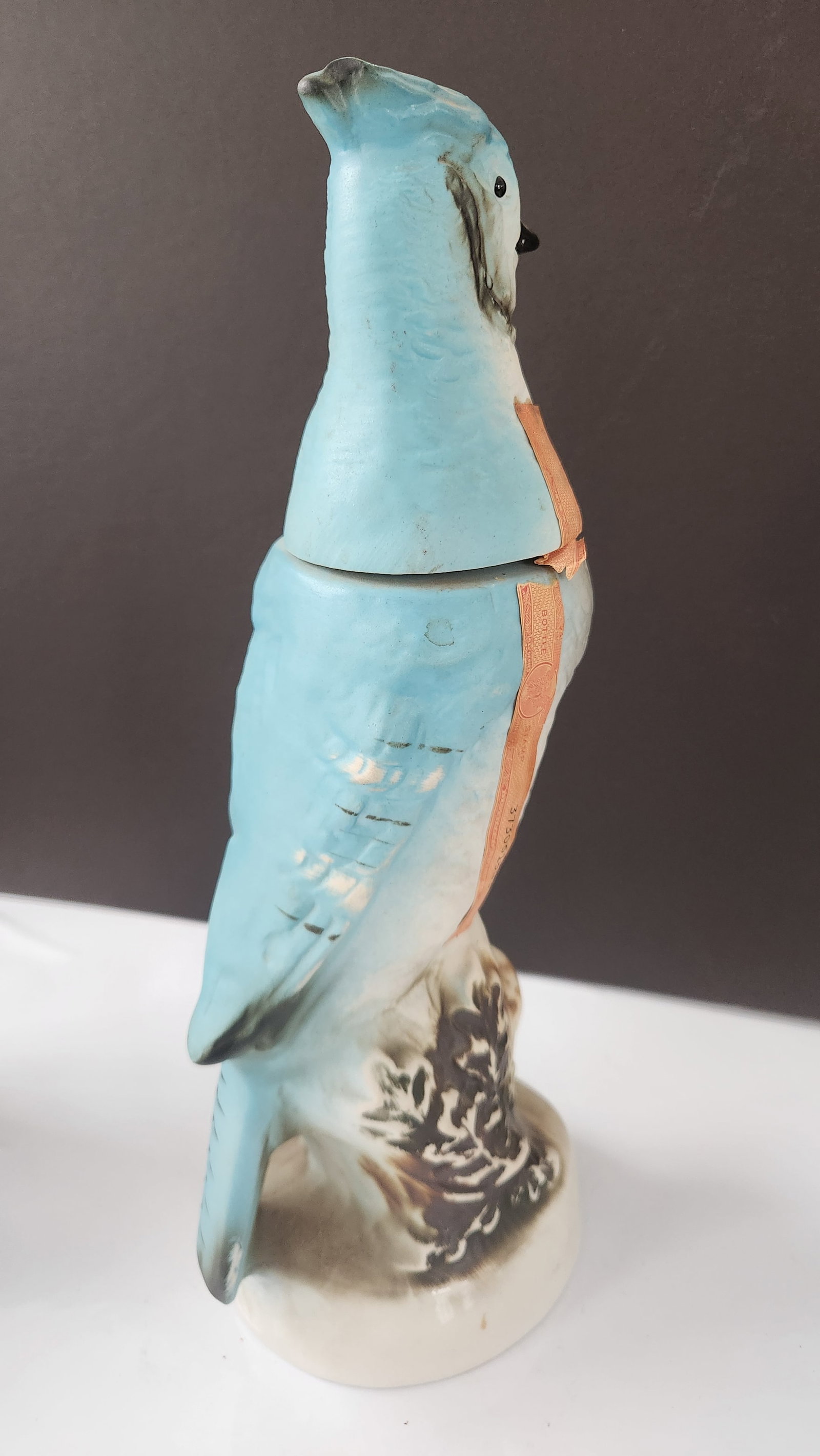 1960s Jim Beam "Beam's Trophy" Blue Jay Figural Bourbon Decanter – Western Americana, 13" - 4
