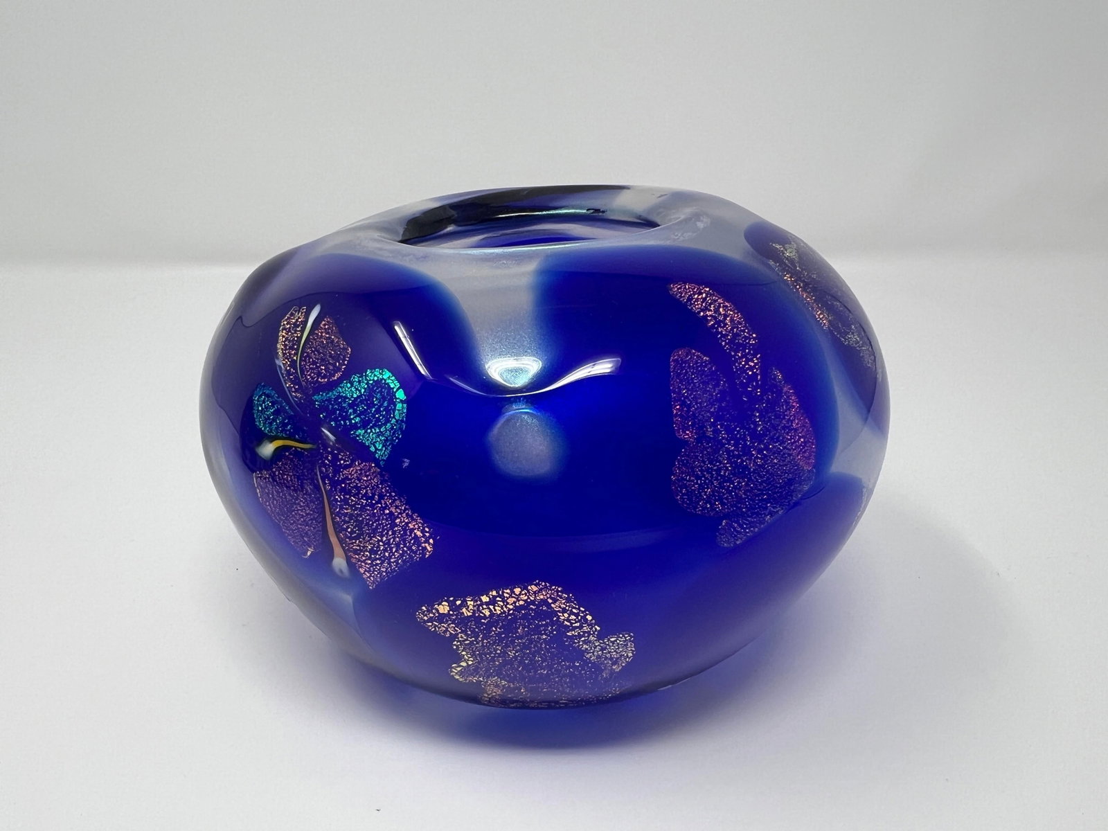 Artist Signed Cobalt Blue Studio Art Glass Sculptural Vase-Late 20th Century - 2