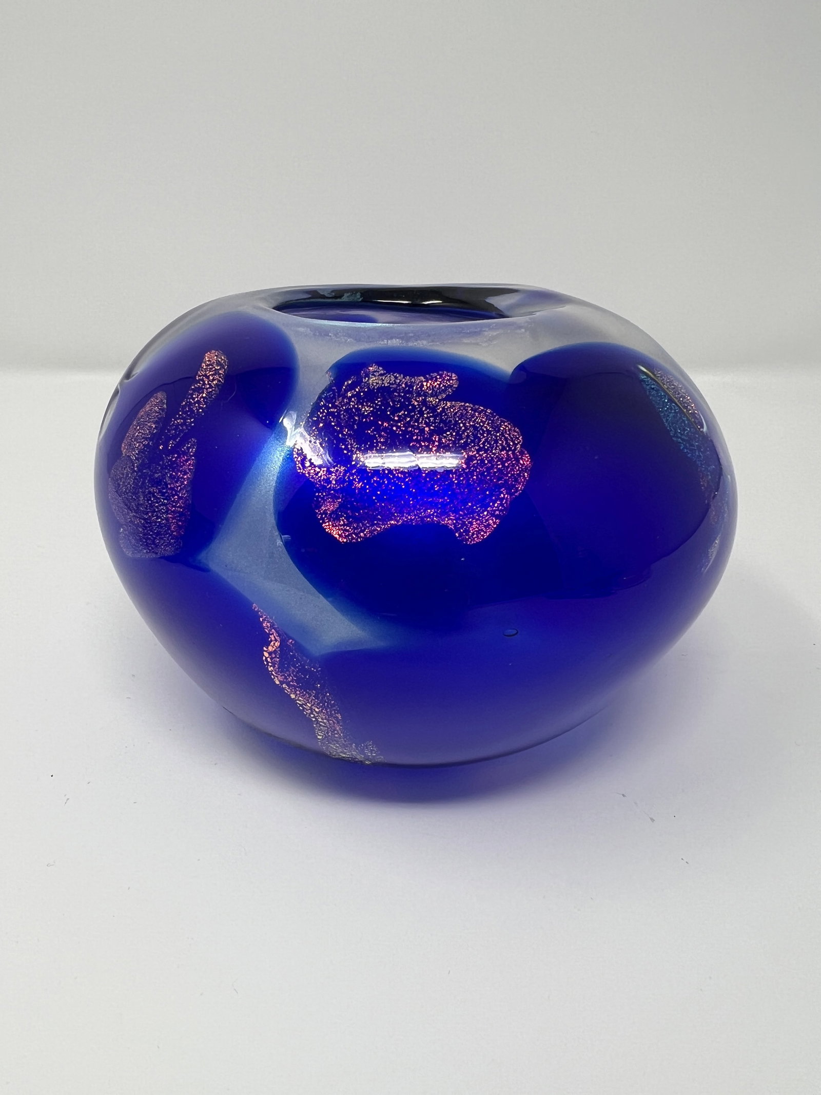 Artist Signed Cobalt Blue Studio Art Glass Sculptural Vase-Late 20th Century - 3