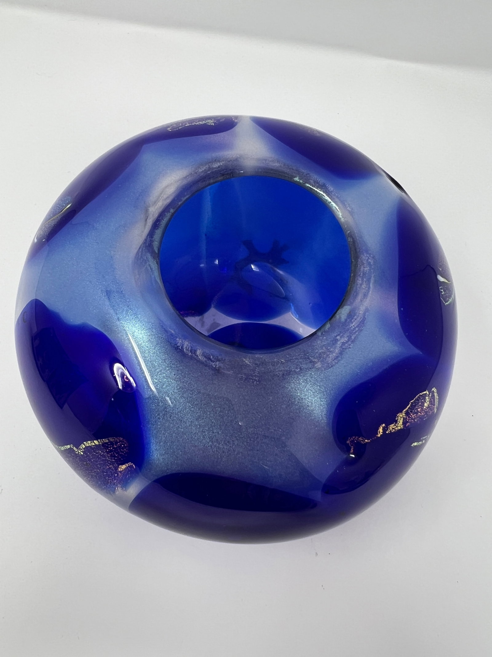 Artist Signed Cobalt Blue Studio Art Glass Sculptural Vase-Late 20th Century - 6