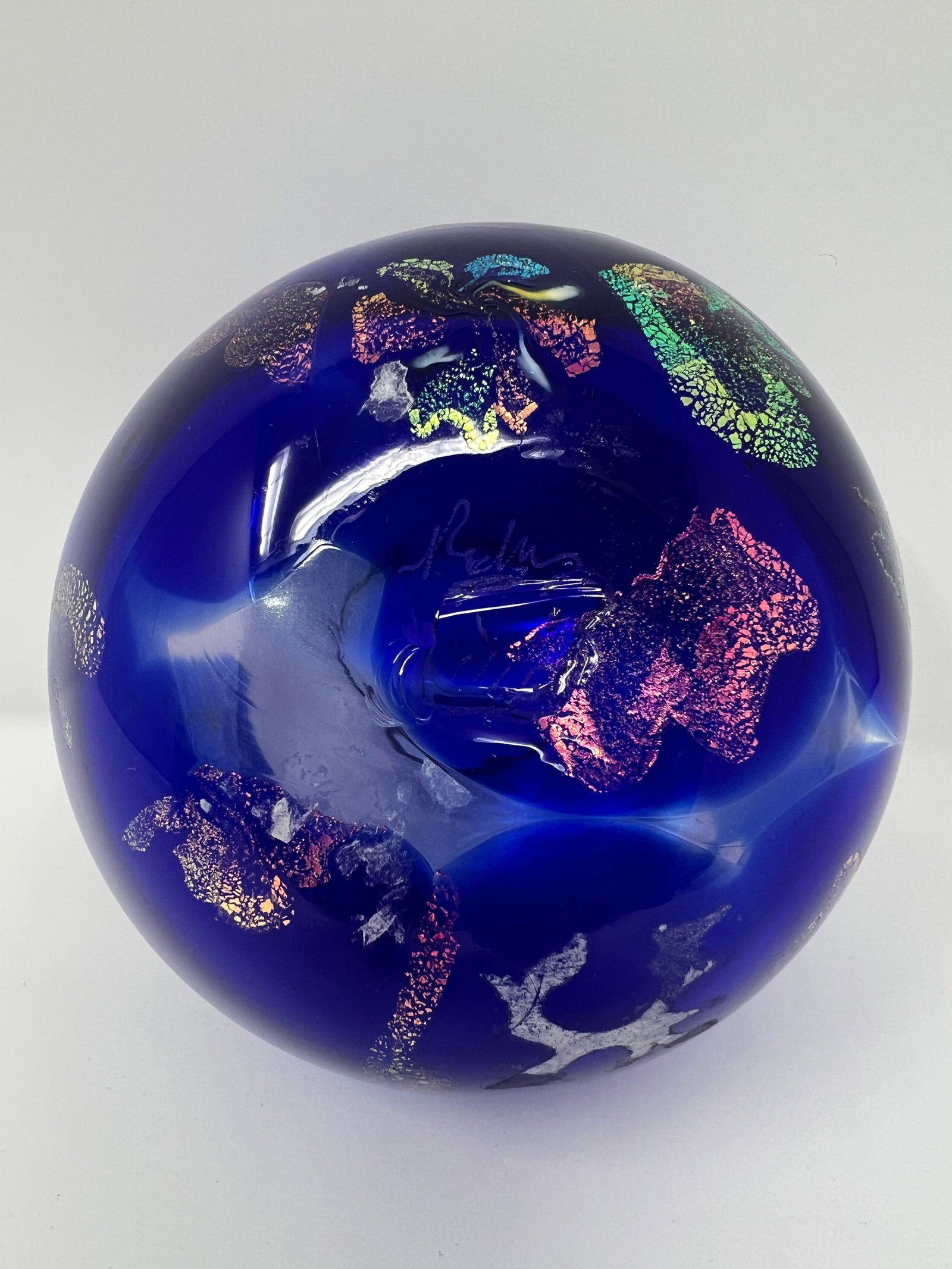 Artist Signed Cobalt Blue Studio Art Glass Sculptural Vase-Late 20th Century - 8