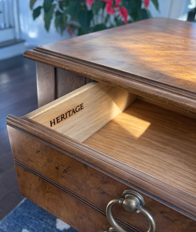 Late 20th Century Pair of Heritage Neoclassical Walnut Side Tables With Brass Ring Pulls and Finishe - 5