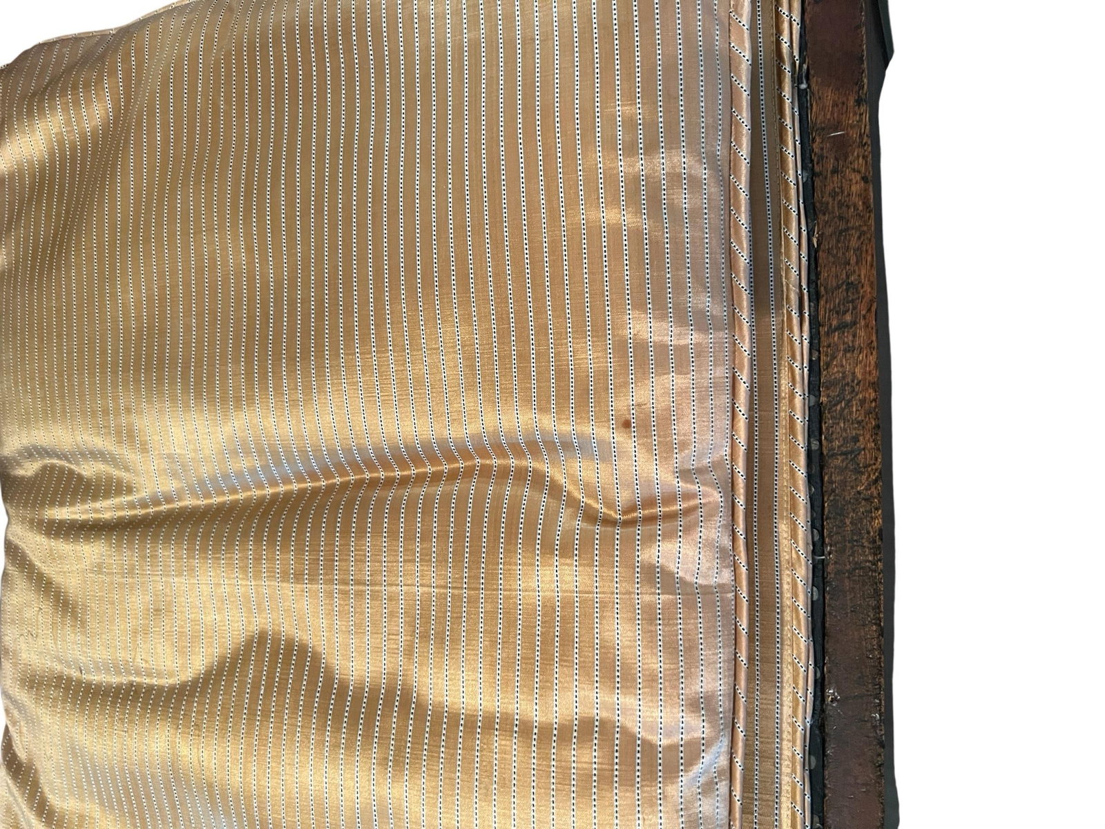 Late 20th Century Empire Revival Mahogany Side Bench With Striped Cushion and Tassel Ties - 7