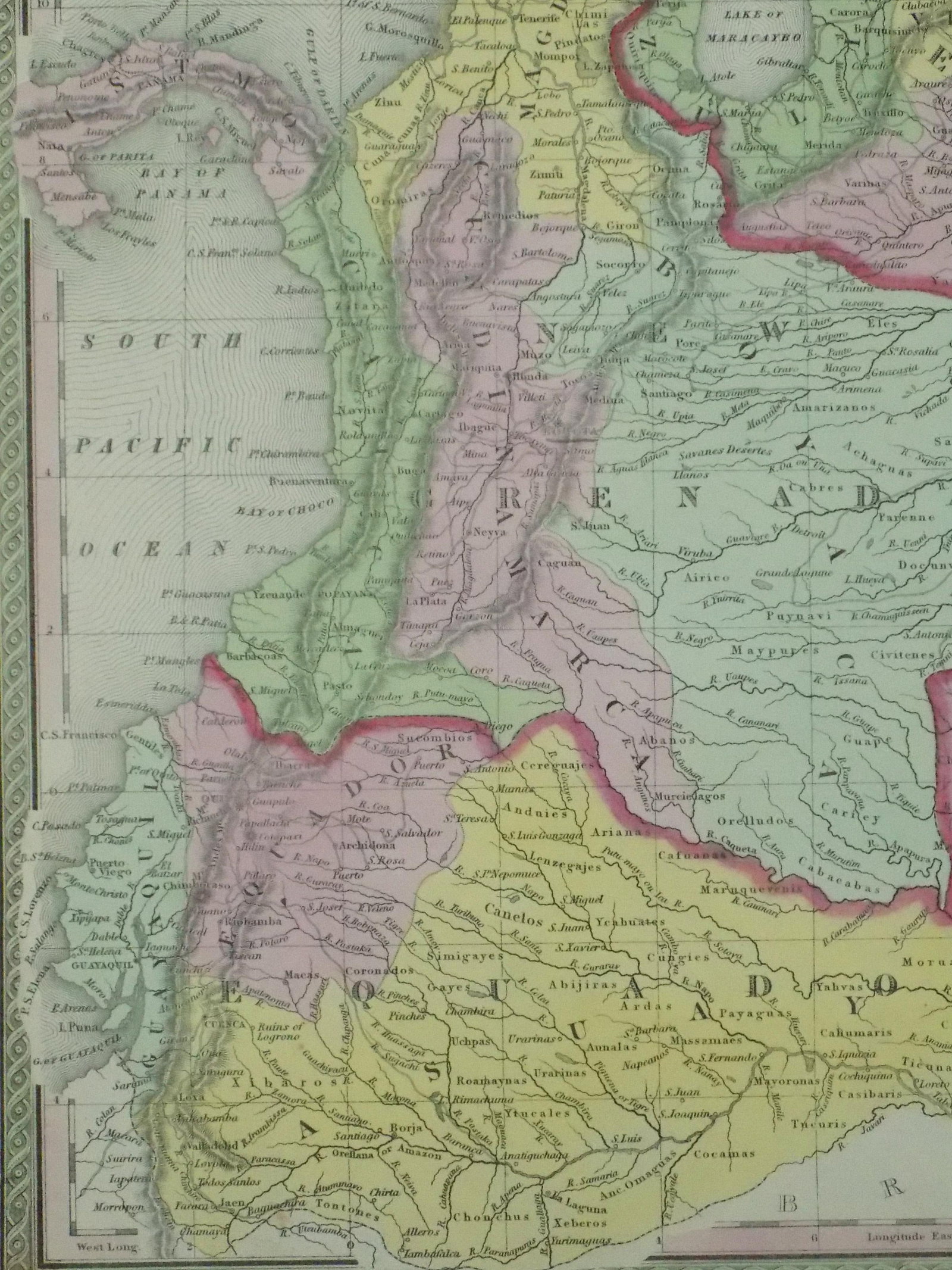 Venezuela, New Grenada & Equador, Original Map by Cowperthwait, 1850 - 4