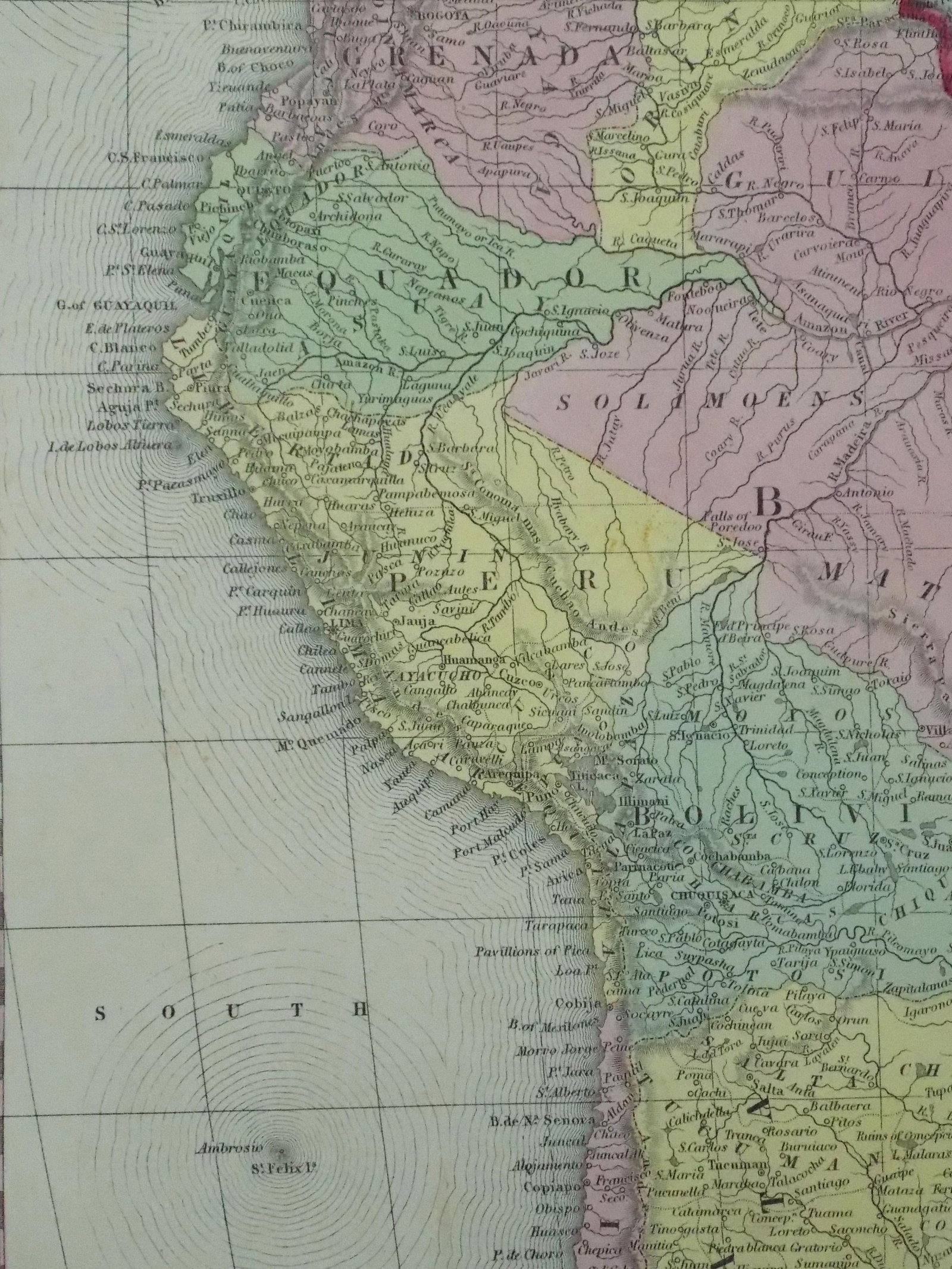 South America Original Map by Cowperthwait, 1850 - 4