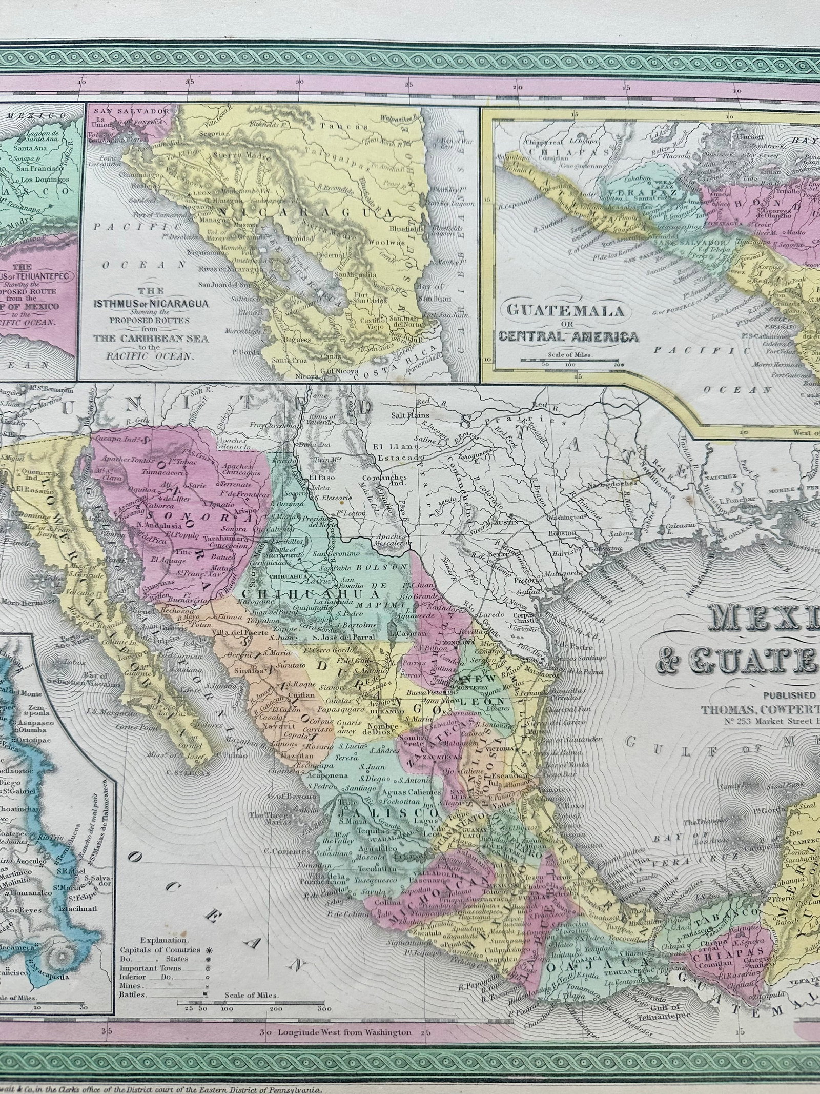 Mexico Original Map by Cowperthwait, 1850 - 4