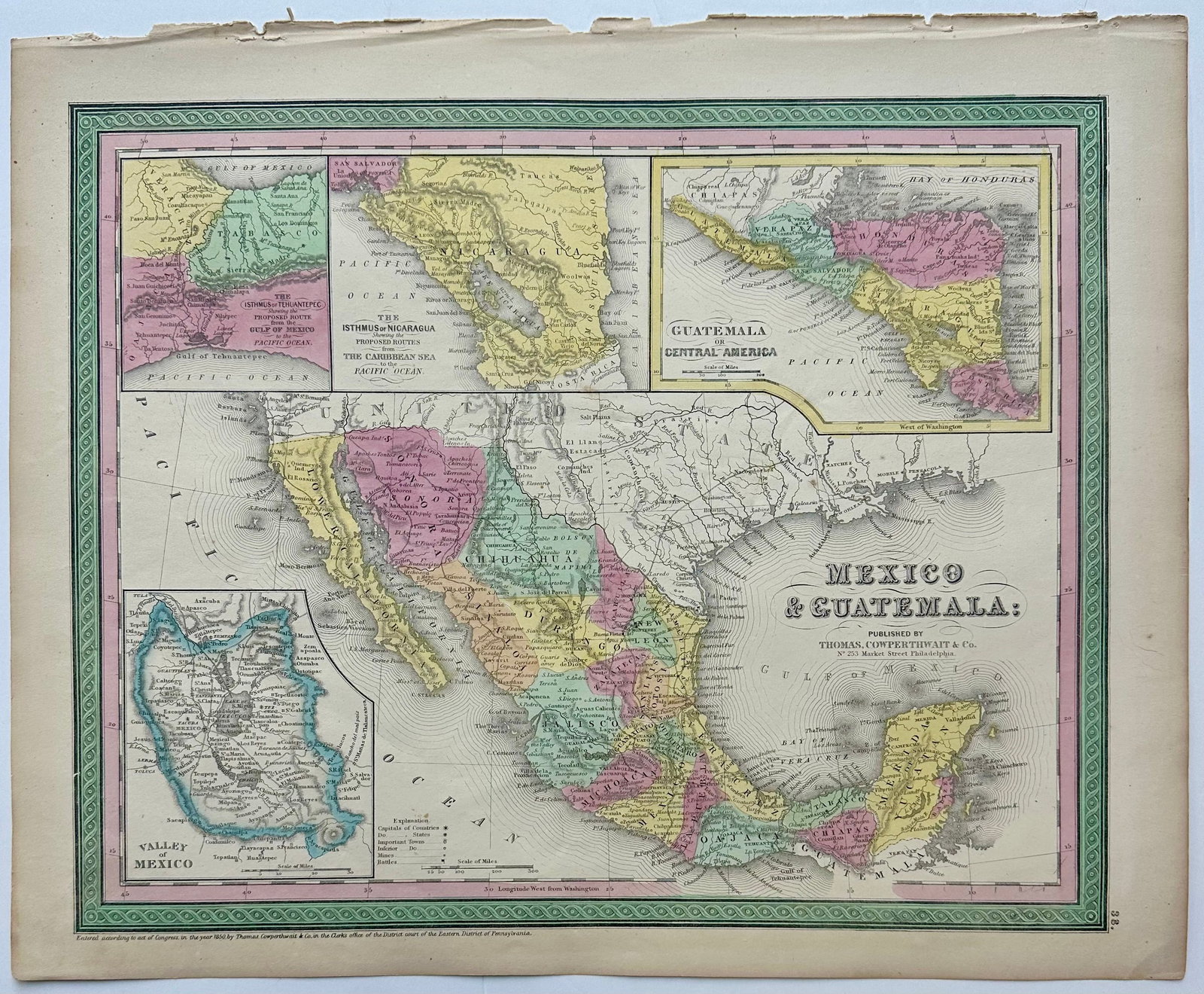 Mexico Original Map by Cowperthwait, 1850 - 6