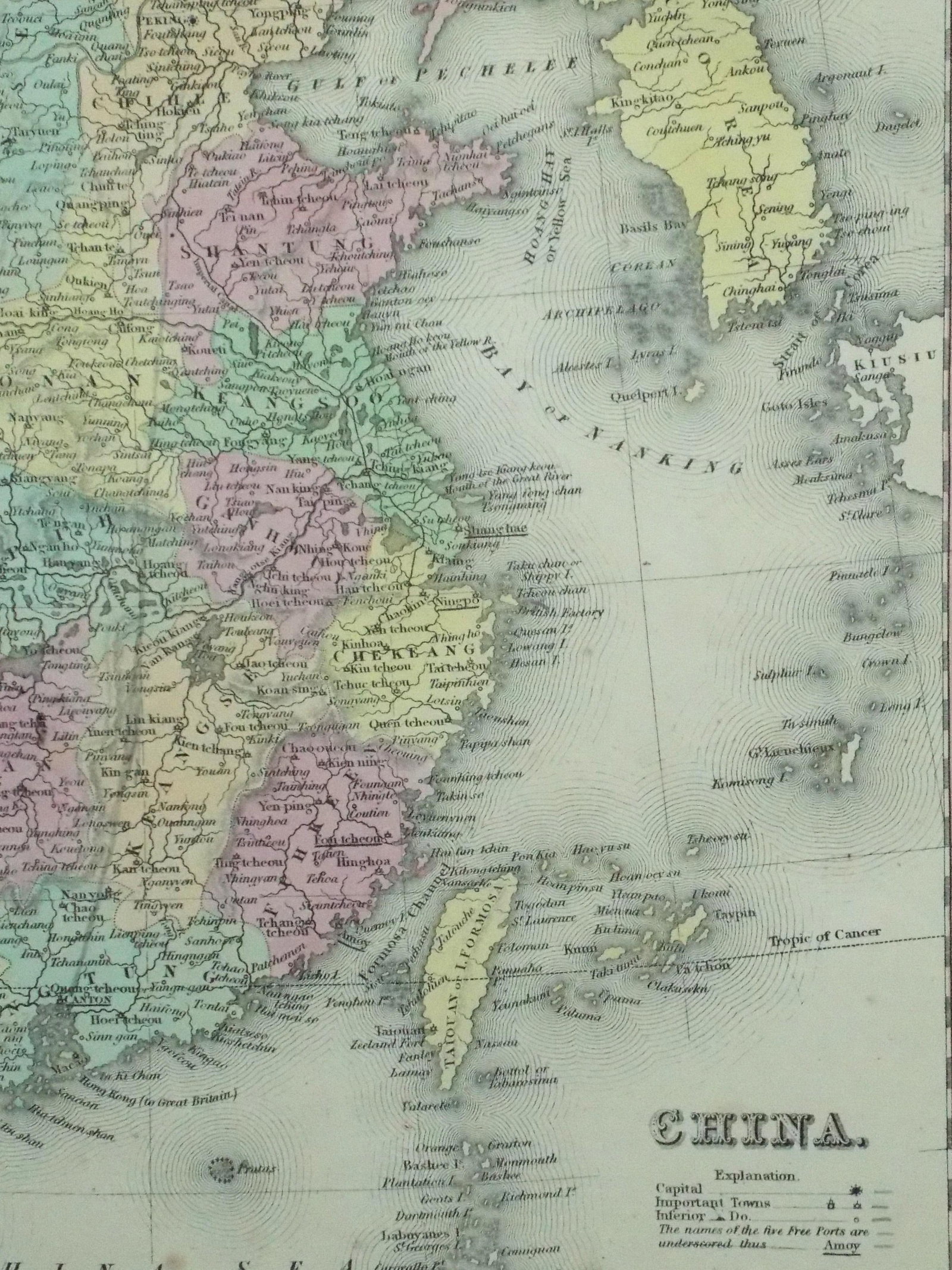 China, Korea & Hainan Original Map by Cowperthwait, 1850 - 2