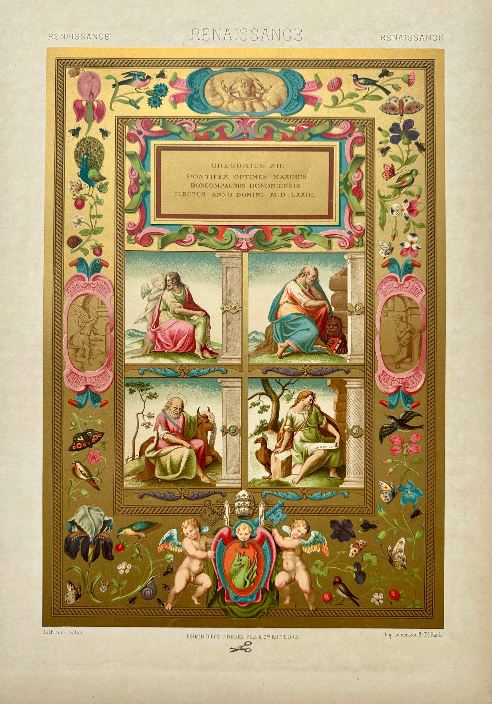 Renaissance Illuminated Chromolithograph Prints, "” Set of 2, 1870 - 4