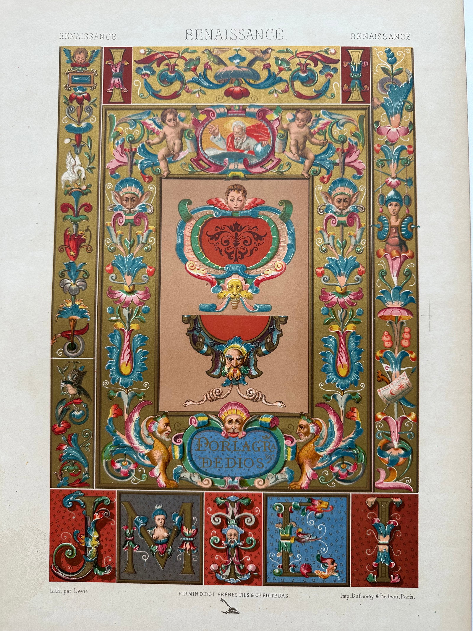 Renaissance Illuminated Chromolithograph Prints, "” Set of 2, 1870 - 5