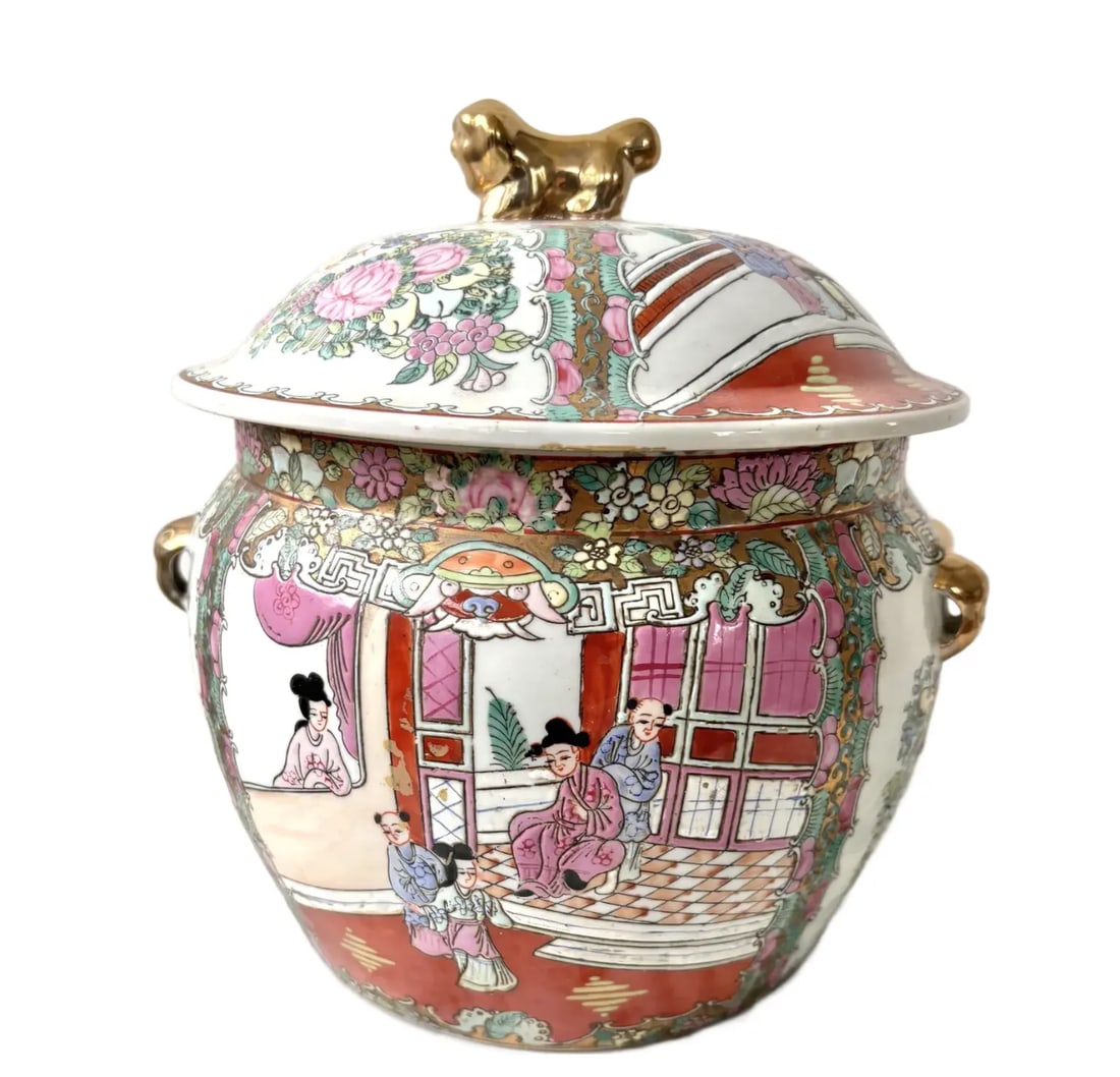 Late 19th Century Chinese Porcelain Kamcheng, a Famille Rose Medallion Vinegar Jar With Lid and Gold - 14