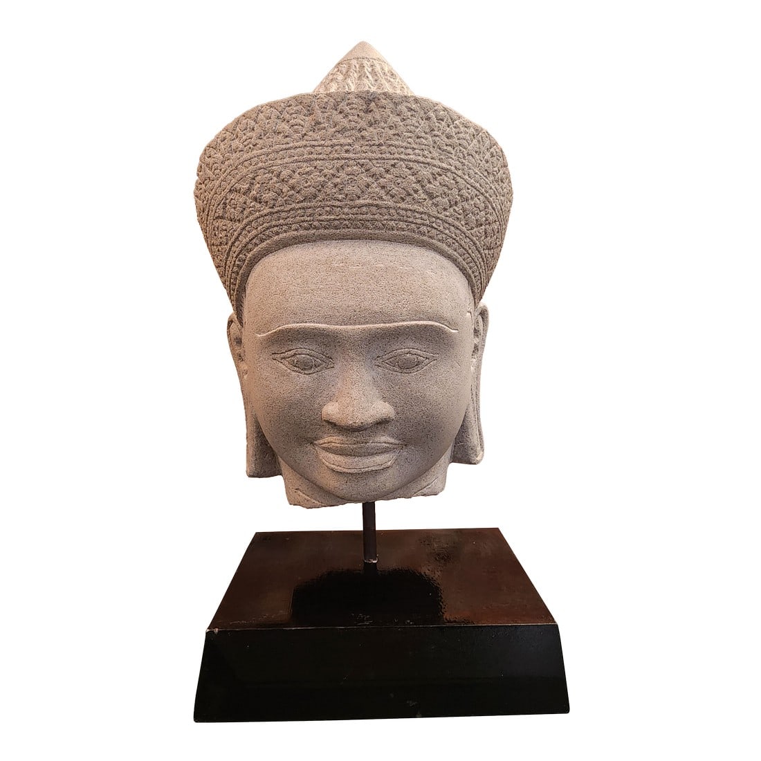 Fabulous Antique Carved Stone Khmer: Found this beautiful and very intricately carved Khmer at the Estate of an interior designer who collected some incredible pieces. It is 2 pieces and in very nice condition with minor flaws if any. As