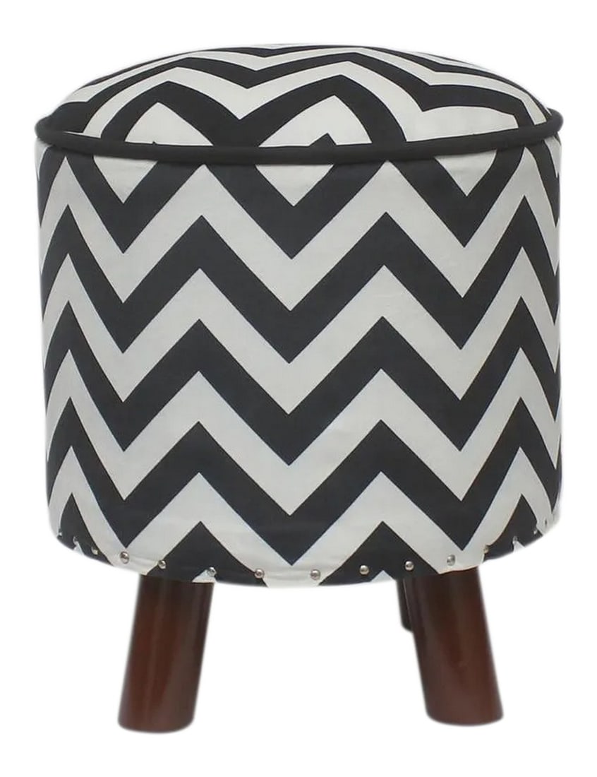 Boho Chic Small Handmade Italian Velvet Upholstered Foot Stool: Stylish sophisticated and out of ordinary handmade round ottoman crafted by skilled artisans using Italian Velvet and wood is a multi-purpose fashion pouf which will add dimension, color and style to