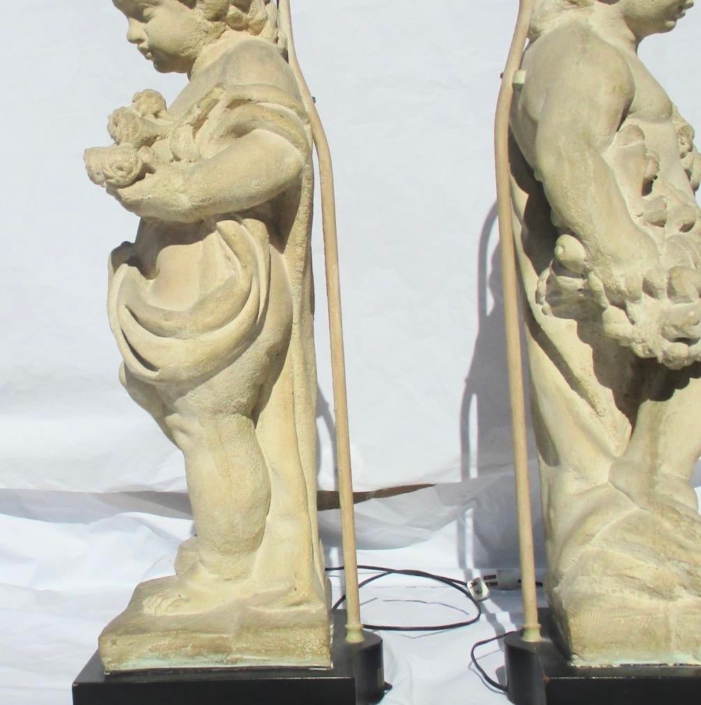Allegorical Seasons Figural Sculpture Table Lamps - A Pair of 2 - 11