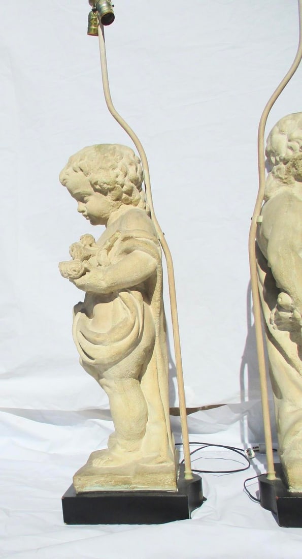 Allegorical Seasons Figural Sculpture Table Lamps - A Pair of 2 - 13