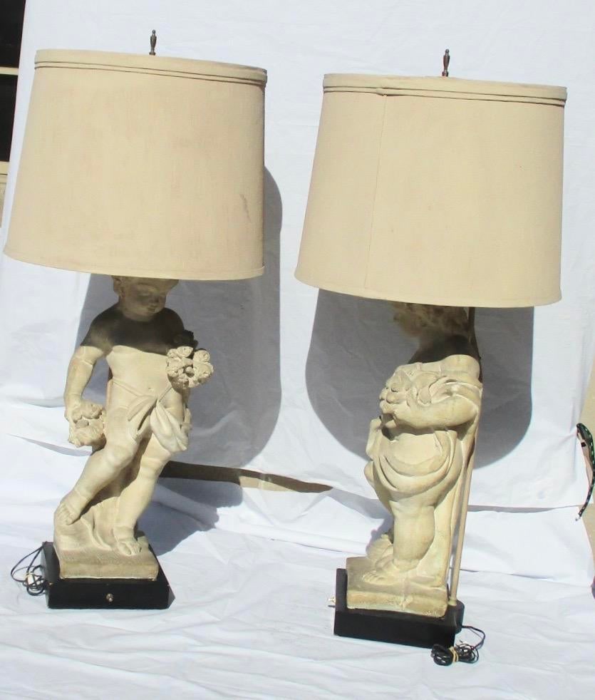 Allegorical Seasons Figural Sculpture Table Lamps - A Pair of 2 - 15