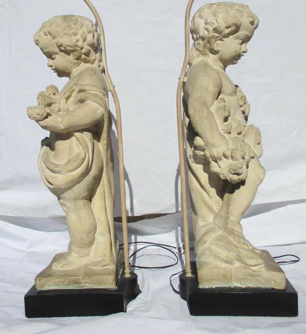Allegorical Seasons Figural Sculpture Table Lamps - A Pair of 2 - 8