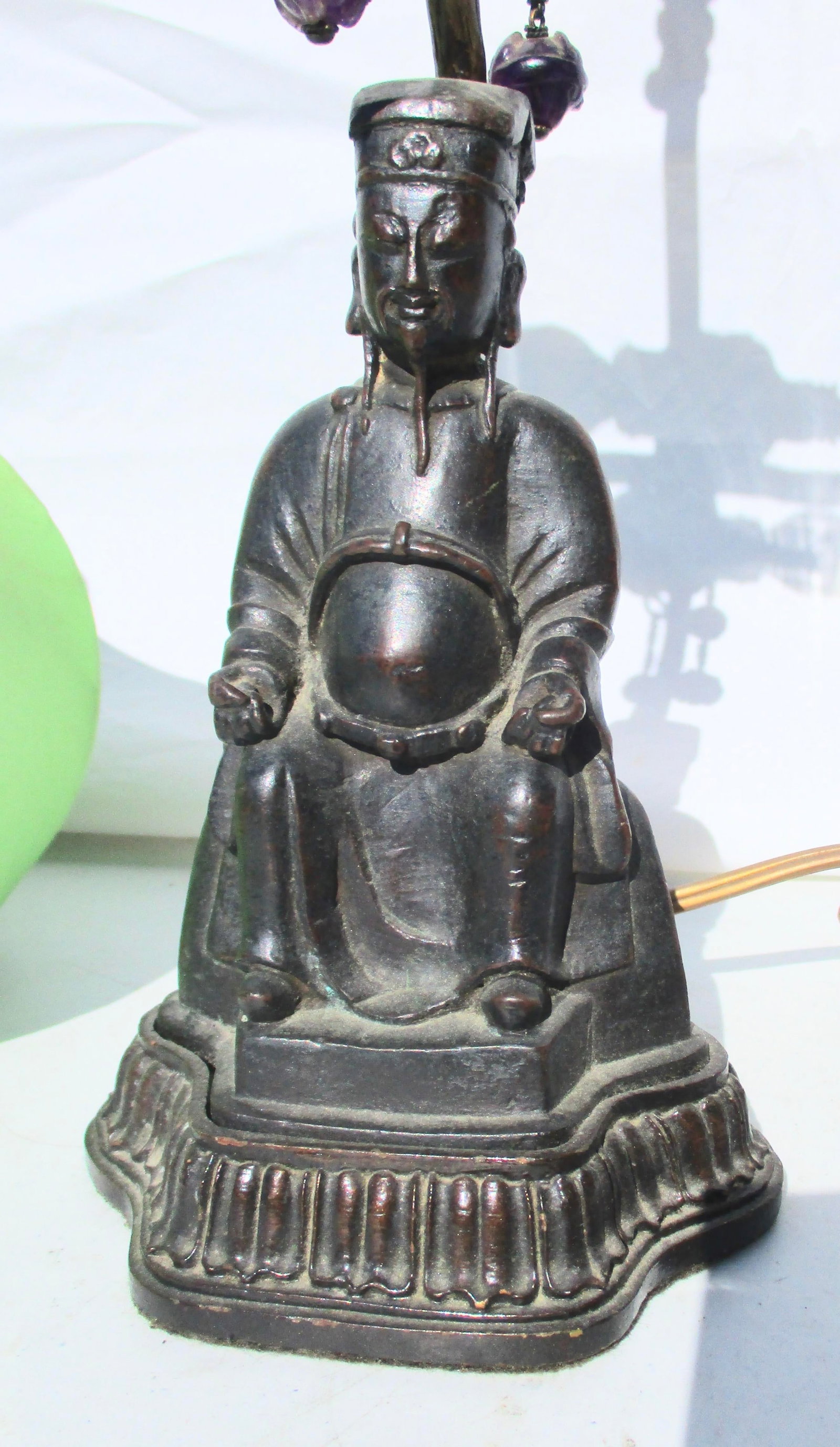 Chinese Ming Bronze Ancestor Figure Mounted as Lamp - 6
