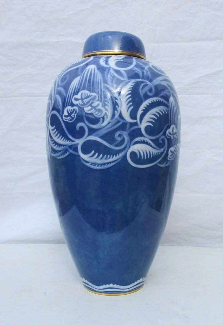Art Deco Sevres Porcelain Large GingerJar Signed by Artist Leduc 1920s - 3