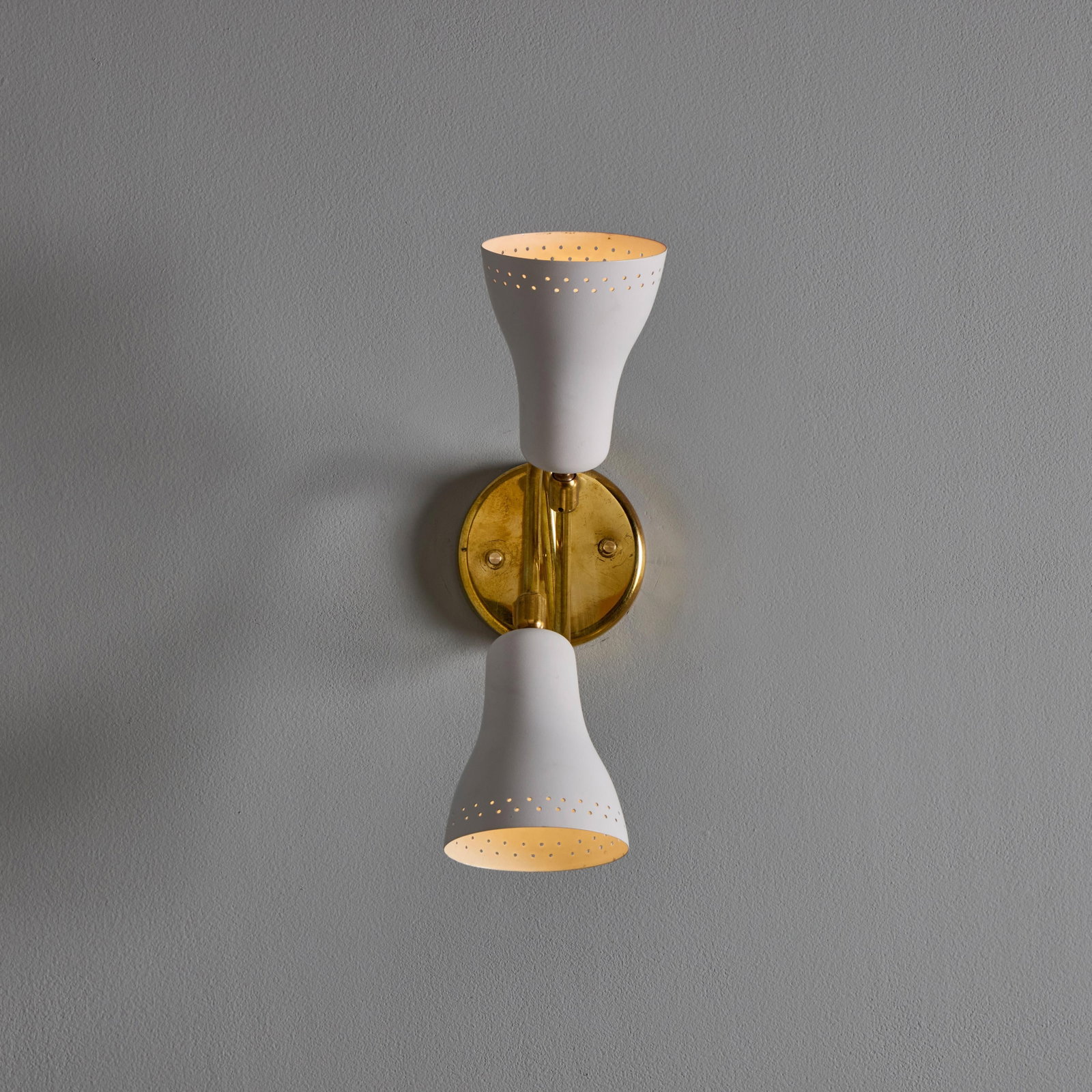 1950s Stilux Milano White Perforated Double Shade Wall Lamp - 2