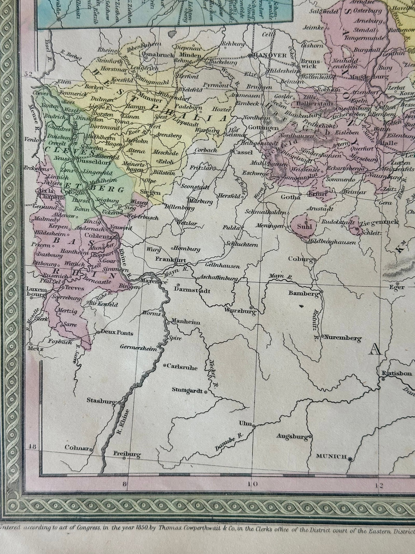 Prussia, Germany, Poland With Inset of Berlin Map by Cowperthwait, 1850 - 3