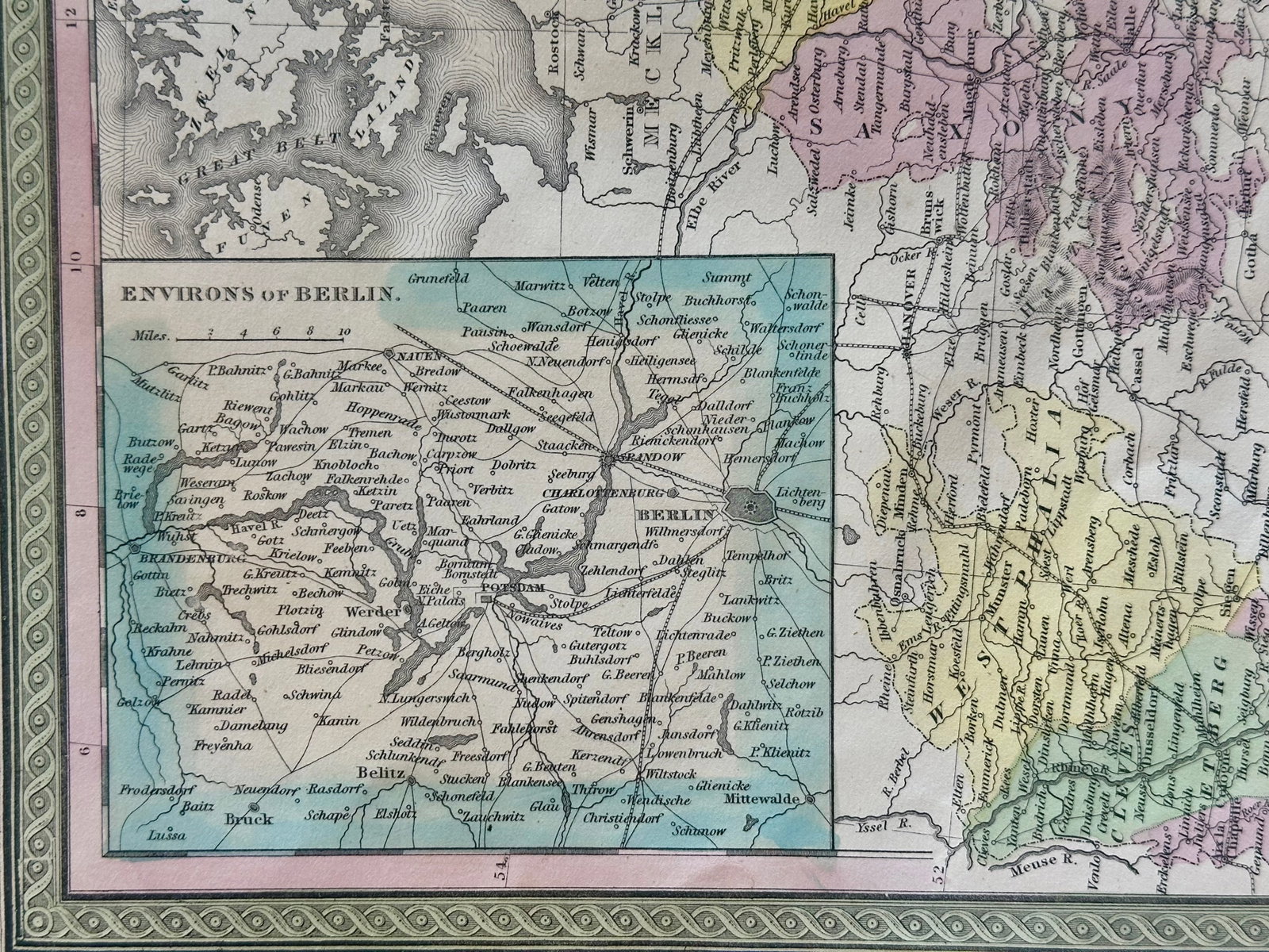 Prussia, Germany, Poland With Inset of Berlin Map by Cowperthwait, 1850 - 6