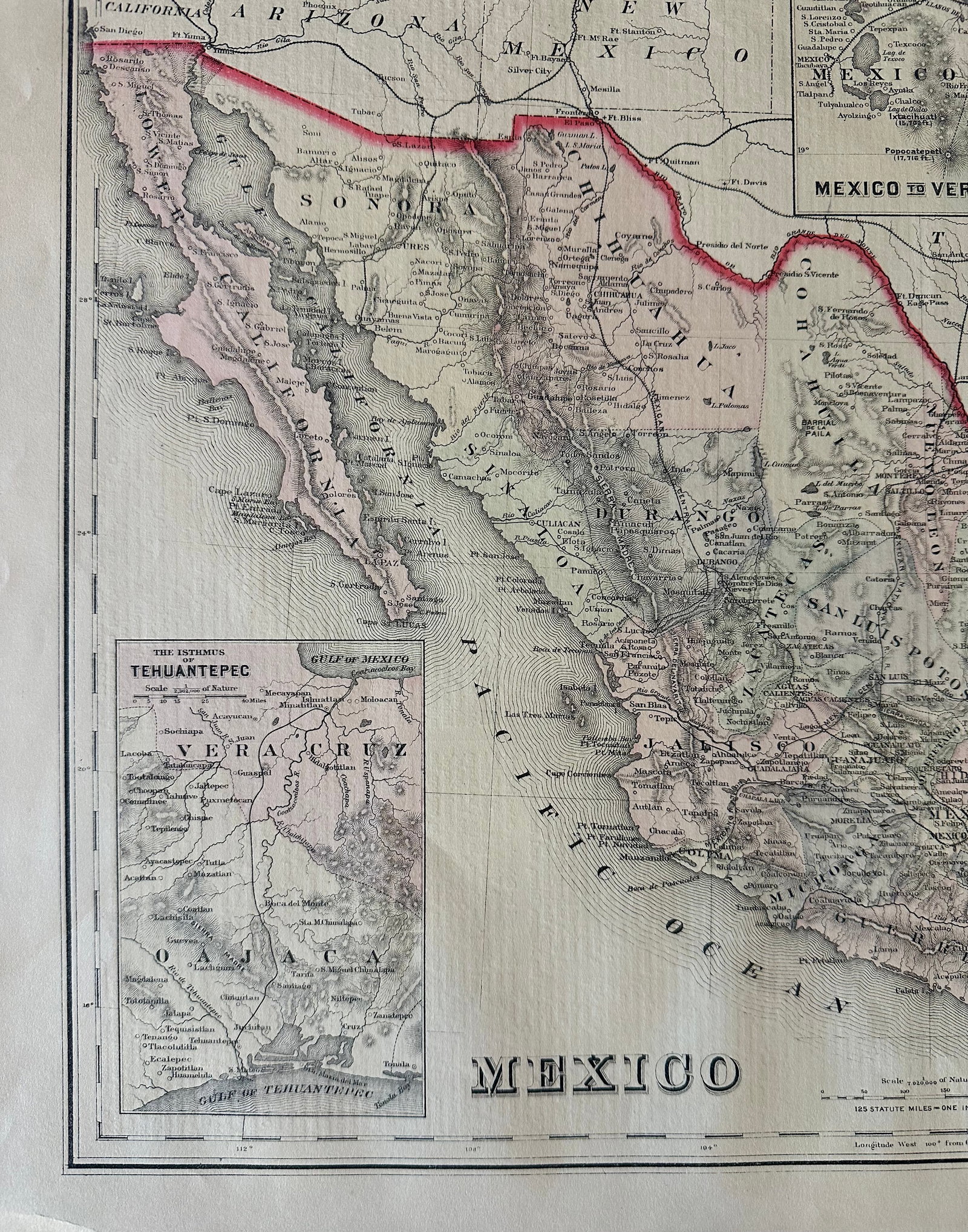 Mexico to Vera Cruz and Tehuantepec, Original Map by Gray, 1884 - 4