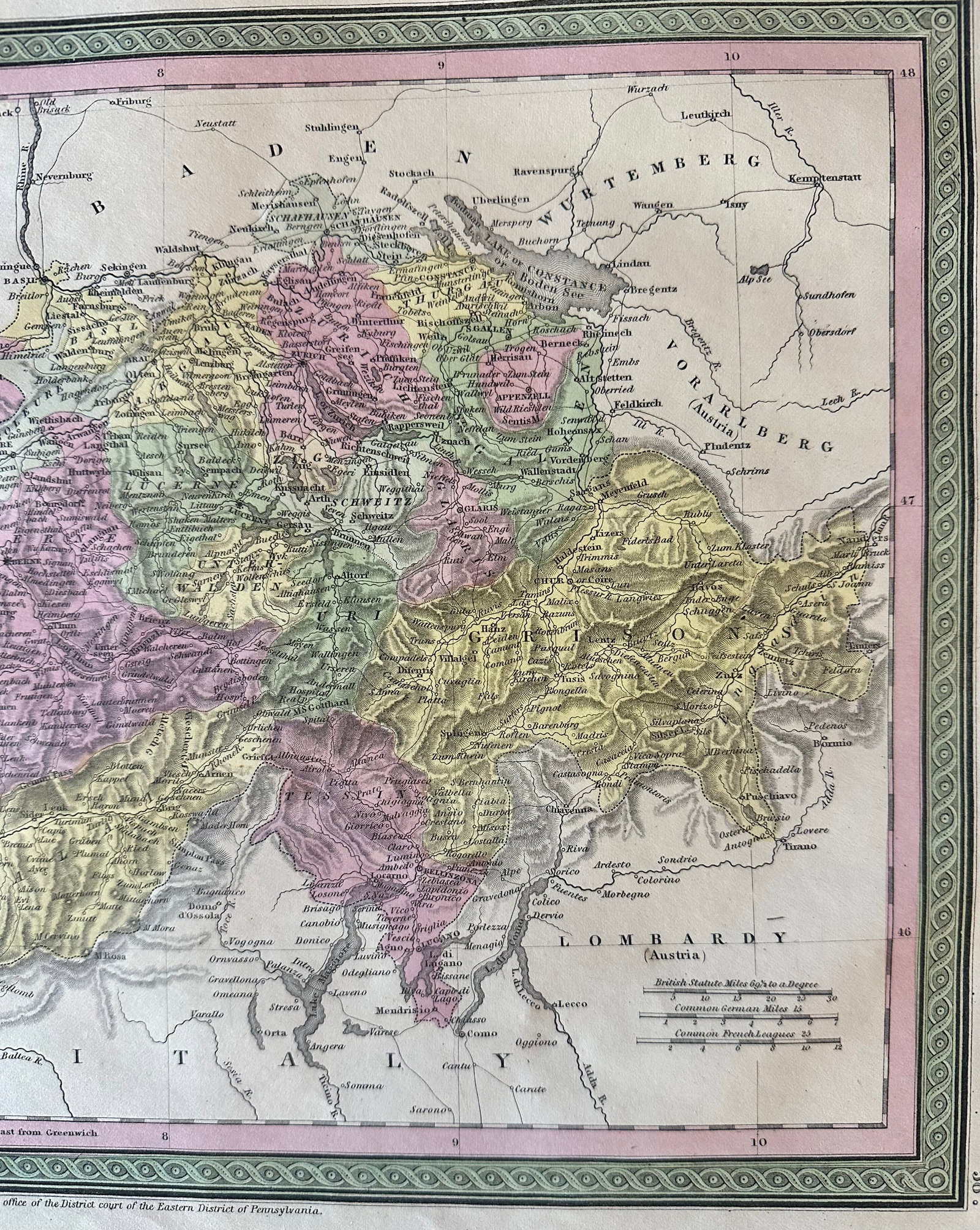 Switzerland Original Map by Mitchell, 1846 - 3